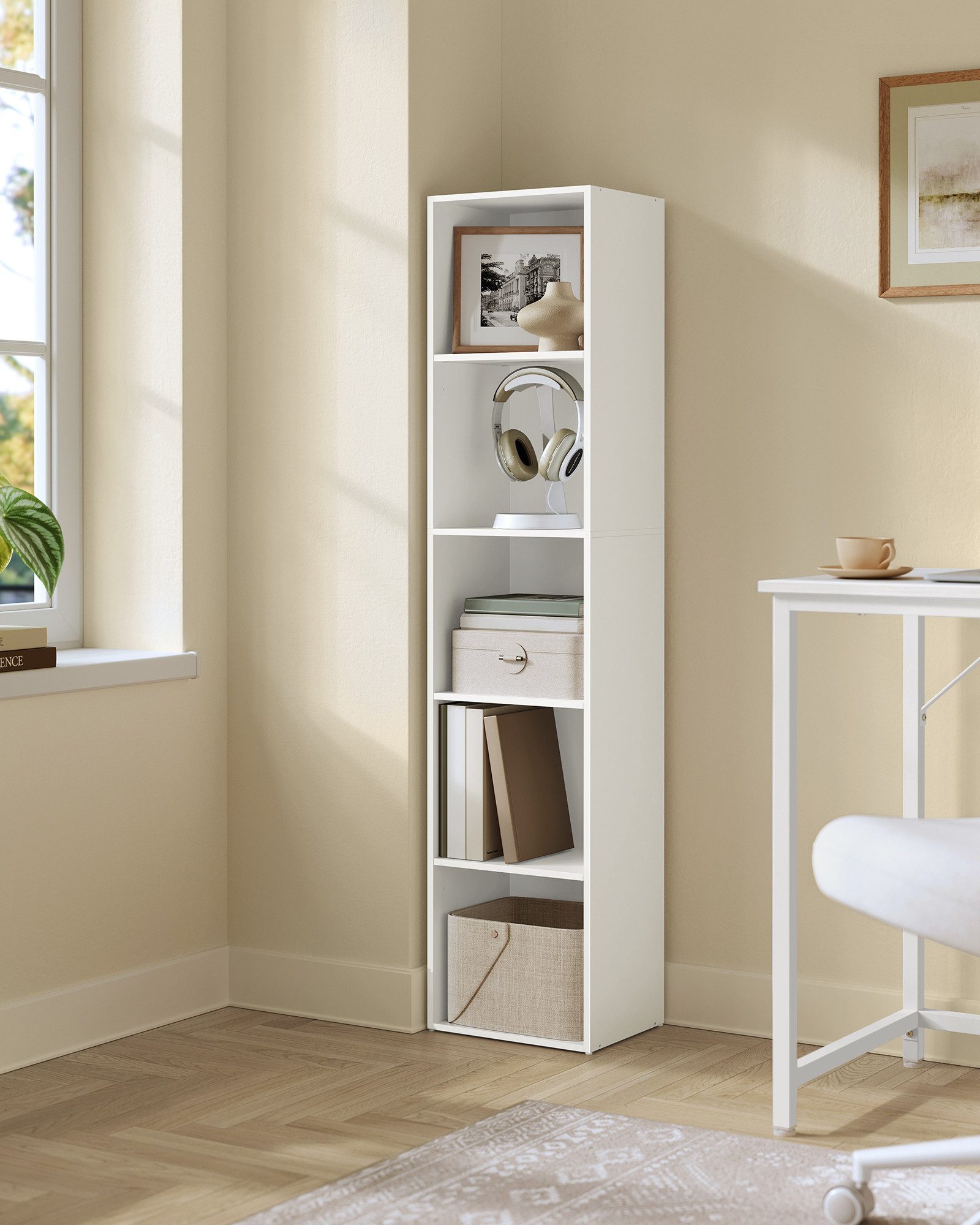 VASAGLE Bücherregal mit verstellbaren Ablagen, für Wohnzimmer, Homeoffice, Schlafzimmer, mit 5/6 Ebenen, offenes Aufbewahrungsregal, 24 x 30,2 x 134,2 cm