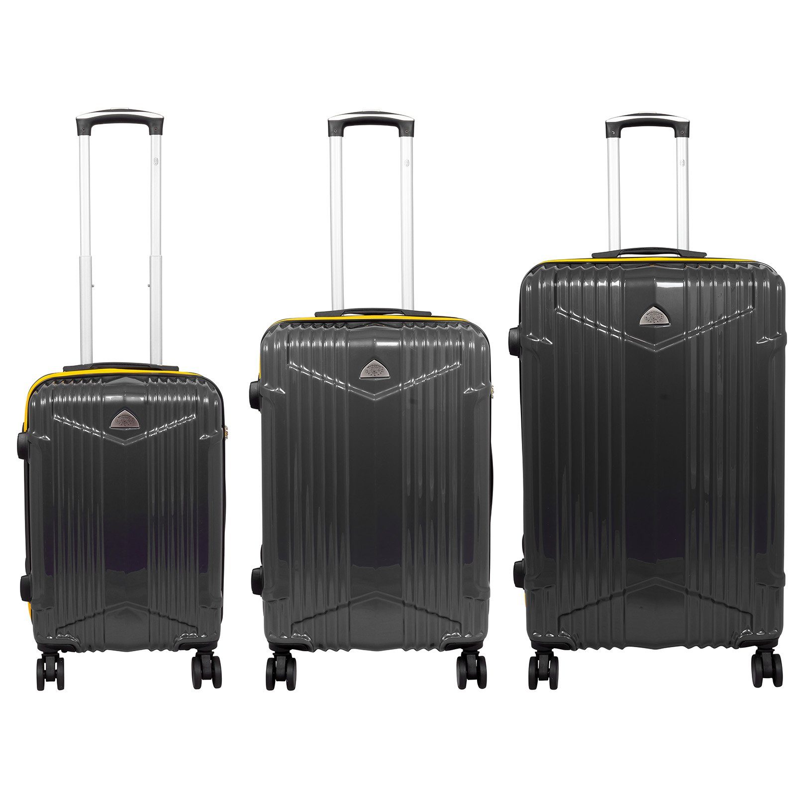 Trendyshop365 Trolleyset Kofferset 3 tlg Hartschale Daytona Hybrid 4 Rollen Zahlenschloss, (Trolley), Kontrastdetails, moderne Linien, sportliche Optik, markantes Design