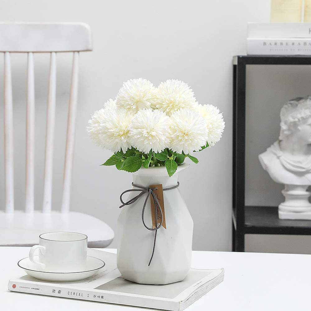 Künstliche Weiß Hortensie Pompon Blumen,Seide Kugel, Kunstblume Jormftte