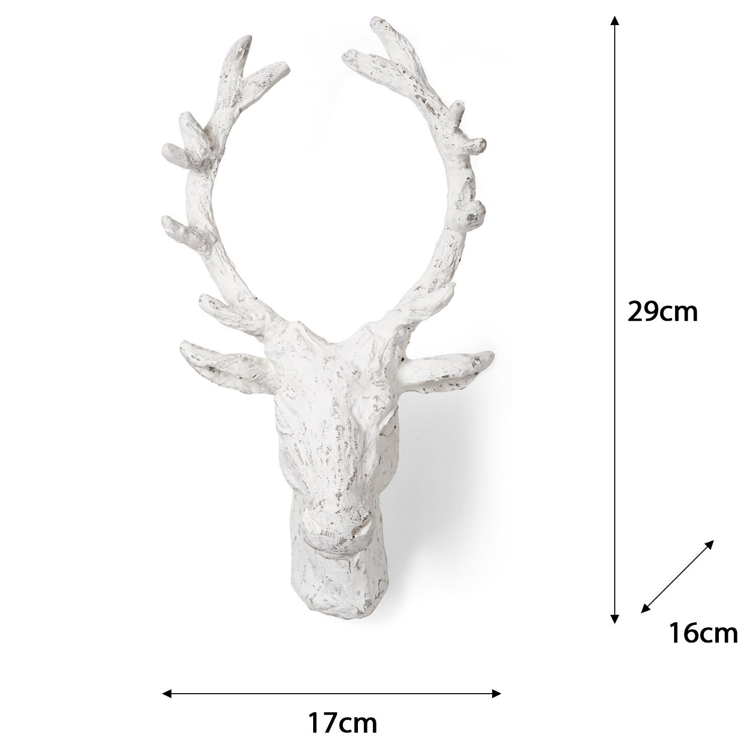 Moritz Skulptur Hirsch Weiß Weihnachtsdeko Hirschgeweih aus Fensterdeko, Holz, Wanddeko, Tischdeko, Holzdeko, Holz