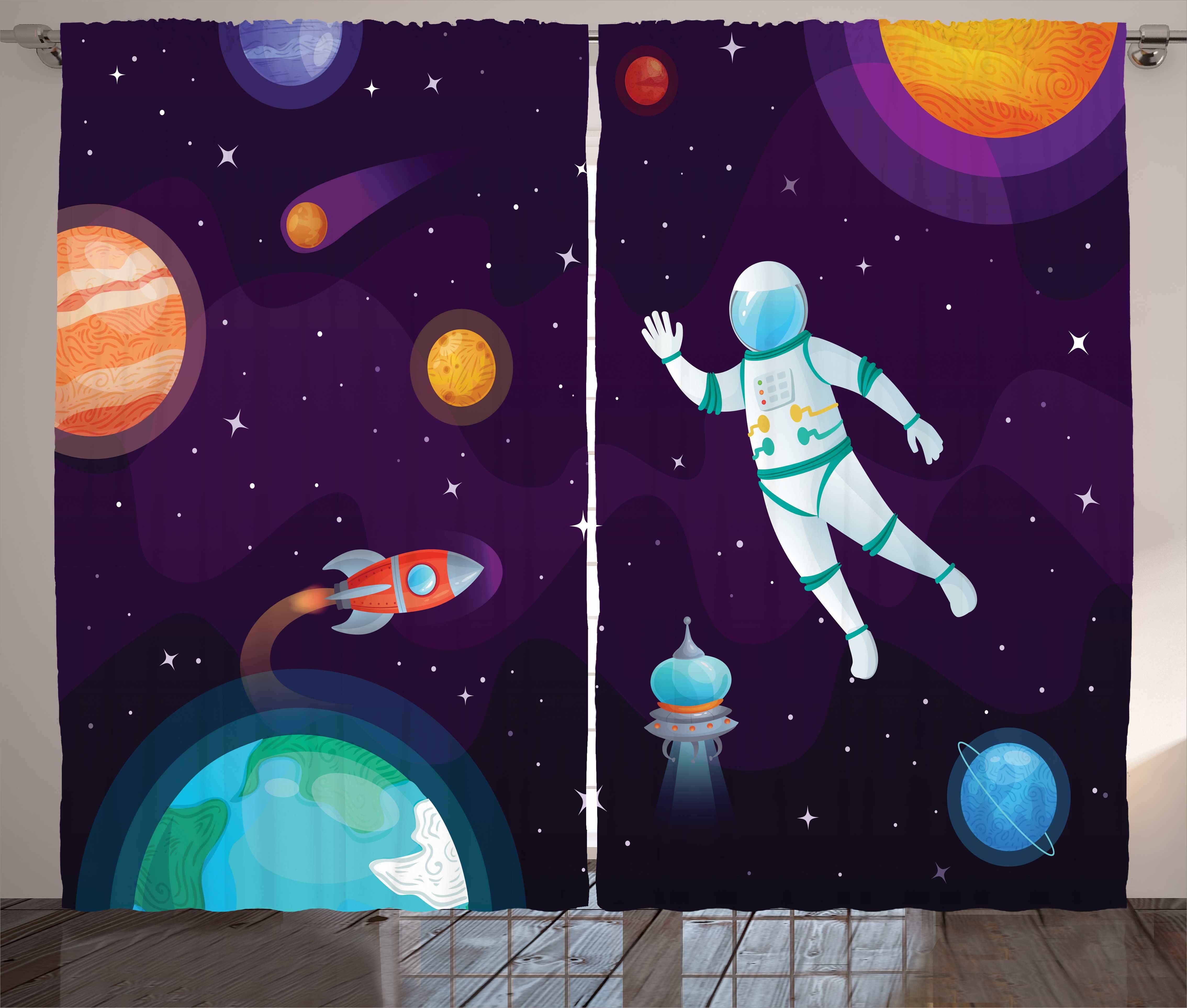 Universum Abakuhaus, mit Schlaufen Astronaut Kräuselband Space und Vorhang Haken, Gardine in System Schlafzimmer
