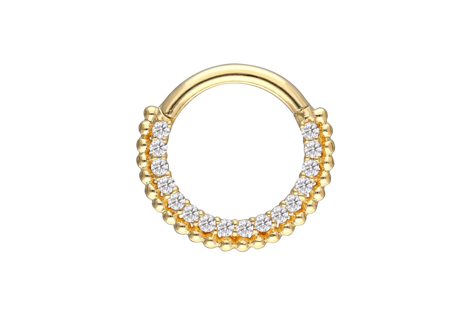 Nasenpiercing 18 Karat Gold Segmentring Clicker EINGEFASSTE MOISSANITE + KUGELN