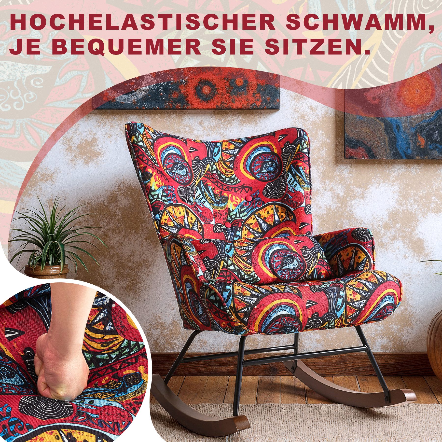HomeMiYN Schaukelstuhl Schaukelstuhl Wohnzimmer Samt mit günstig online kaufen