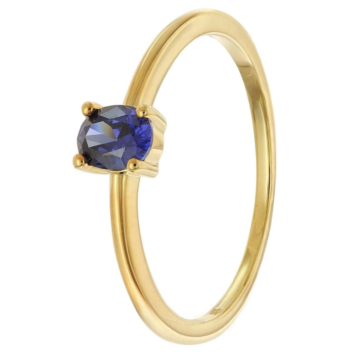trendor Solitärring 21370-06, Damenring 333 Gold (8k) Ovaler Zirkonia Dunkelblau