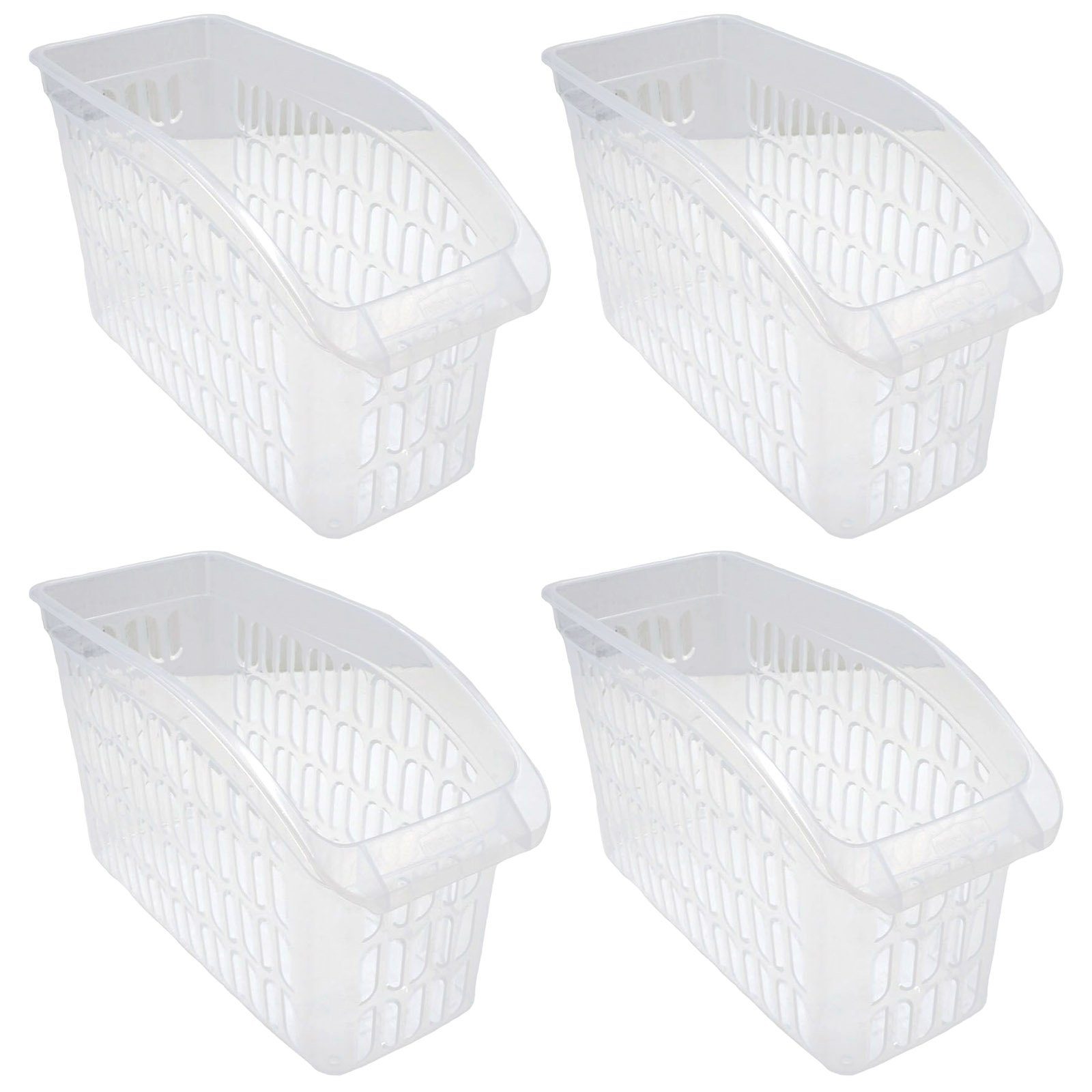 HAC24 Aufbewahrungskorb Aufbewahrungsbox Schrankkorb Regal Organizer Ordnungskorb Kunststoff (Set, 4 St), Transparent, 17,5 x 29 x 13,5 cm