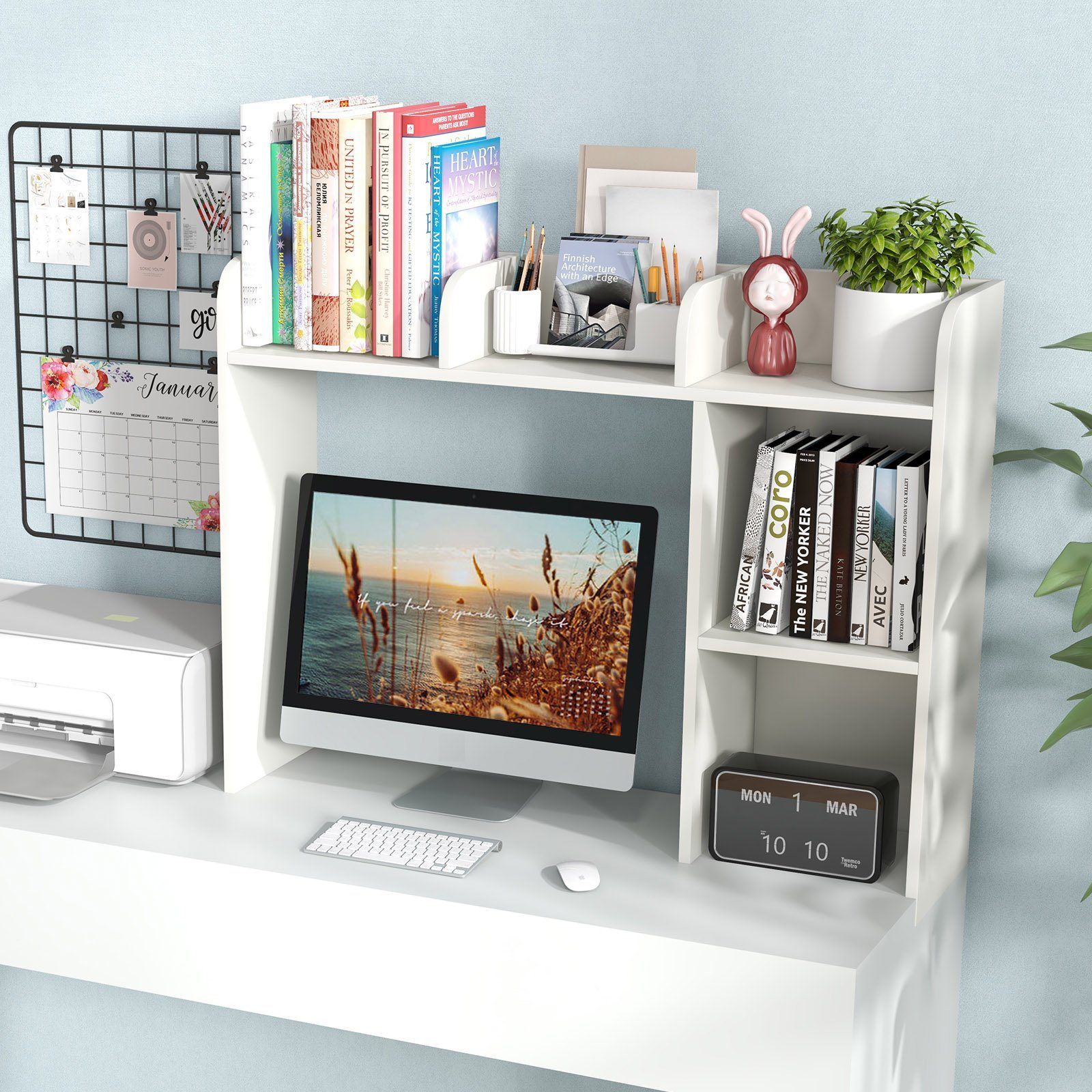 COSTWAY Regal-Schreibtisch, mit 4 Ablagen, offenem günstig online kaufen