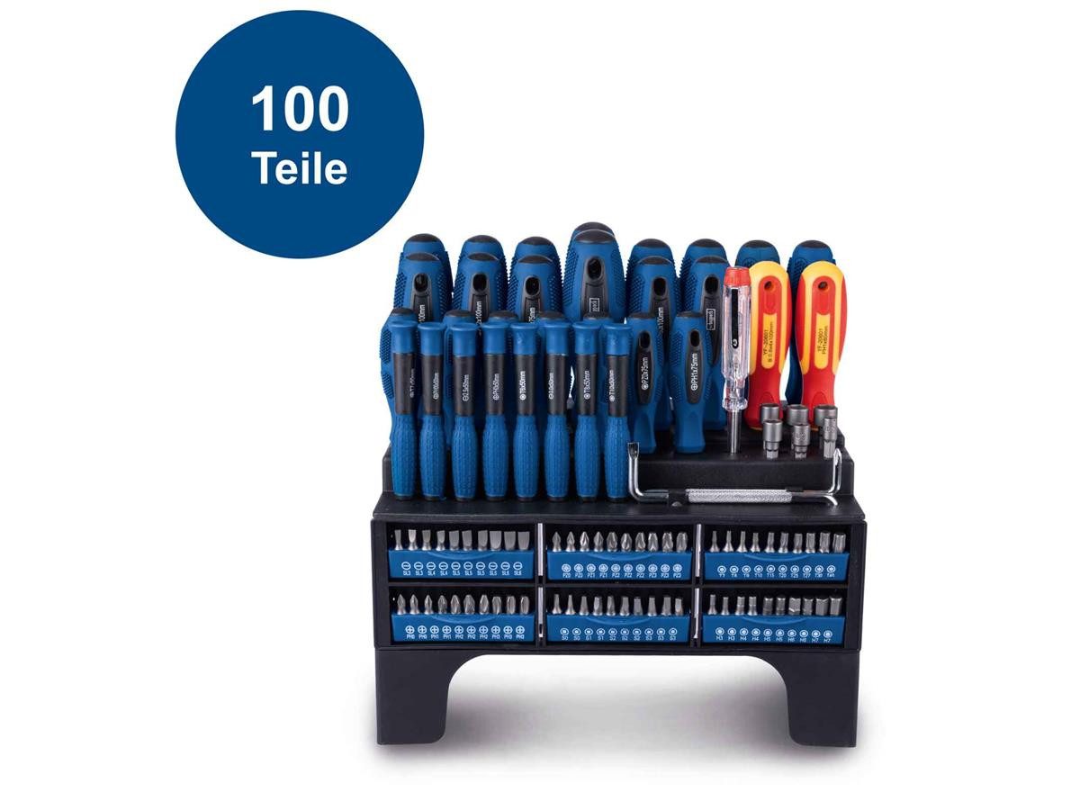 Scheppach 100-piece screwdriver set (bit set) with magnetic tip, including VDE screwdrivers