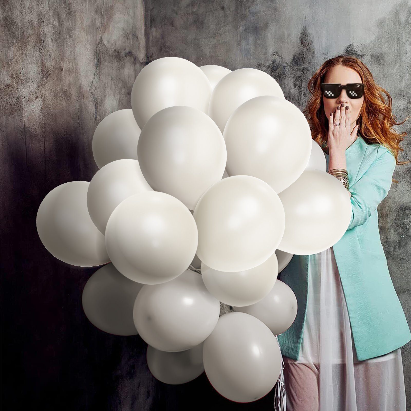 SLP-, pcs 30cm Luftballon 12-Zoll-Ballon weiß/bunt 100/200 Perlglanzfarbe SunJas