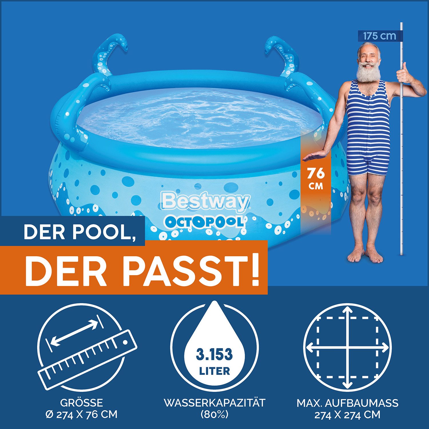 Thumbnail - Bestway Quick-Up Pool Fast Set™ Aufstellpool OctoPool Ø 274 x 76 cm