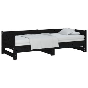 vidaXL Bett Ausziehbares Tagesbett Schwarz Massivholz Kiefer 2x(90x190) cm