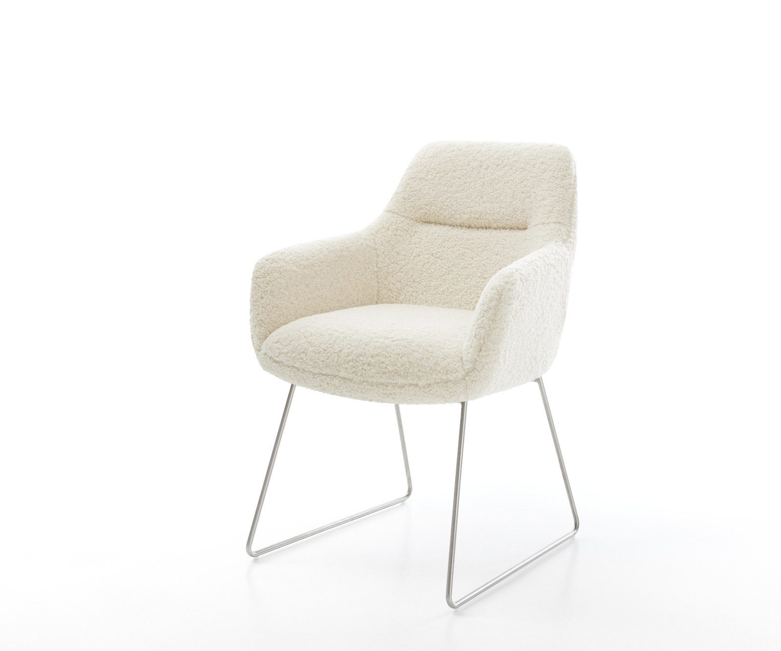 DELIFE Polsterstuhl Pejo-Flex, Kufengestell Edelstahl Teddystoff günstig online kaufen