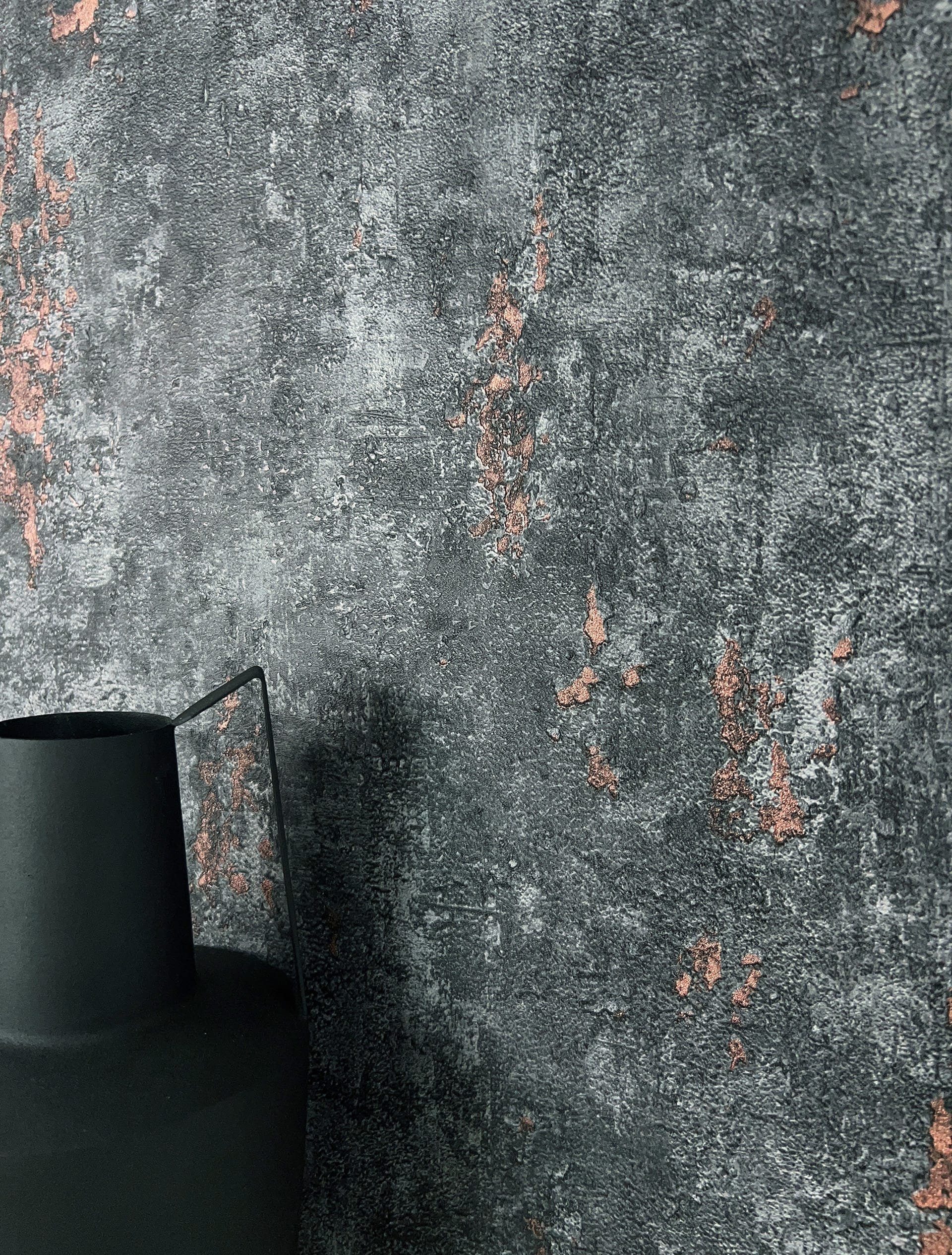 Newroom Vliestapete Fadis Musko Tapete Betontapete Beton,Putz,Lava, Grau Tapete Modern Beton - Betontapete Naturstein Anthrazit Kupfer Industrial Loft Putz Lava für Wohnzimmer Schlafzimmer Küche, Naturstein