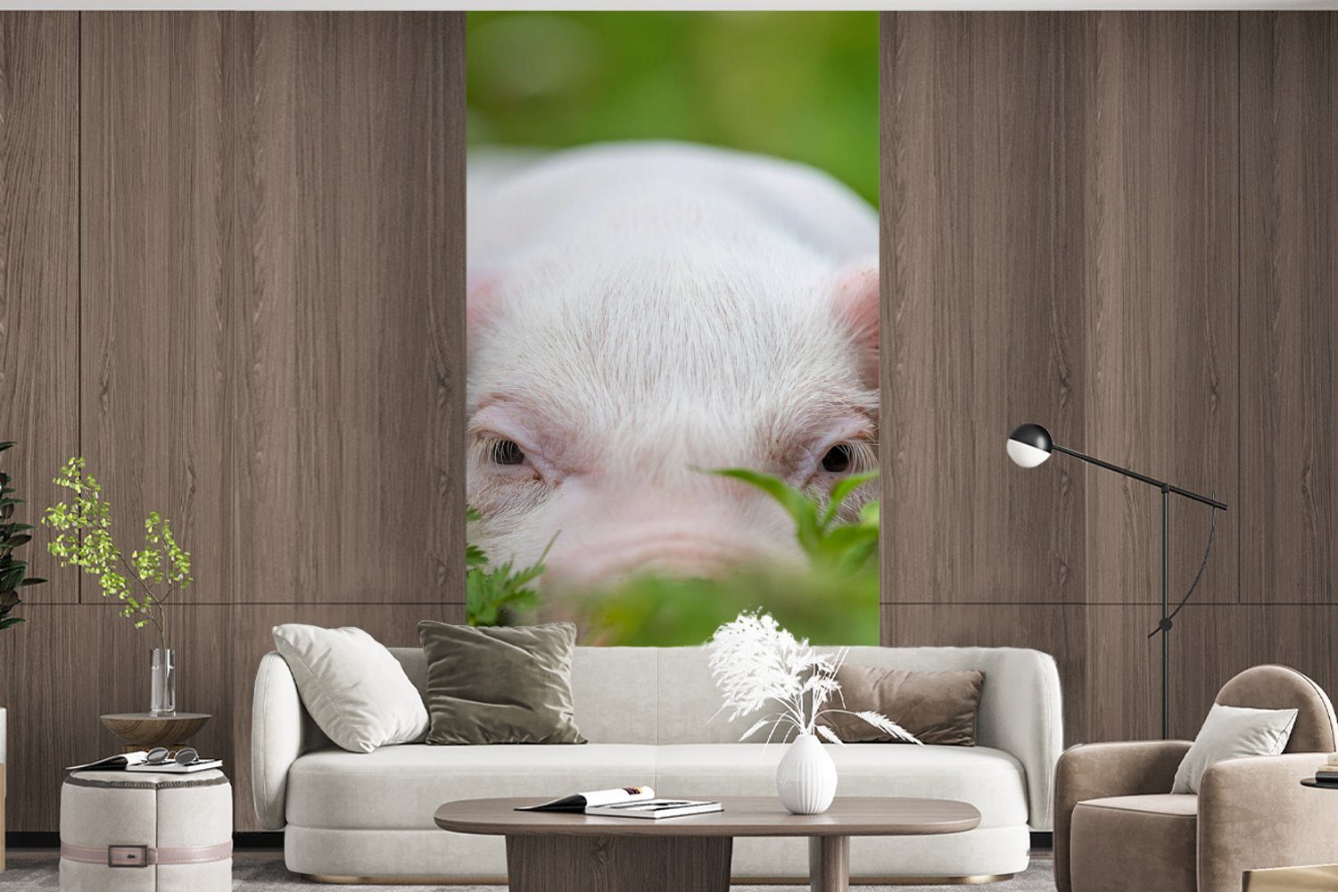MuchoWow Fototapete Schwein - Tiere Vliestapete für St), Küche, bedruckt, - Wohnzimmer Groß, Matt, Schlafzimmer (2 Fototapete