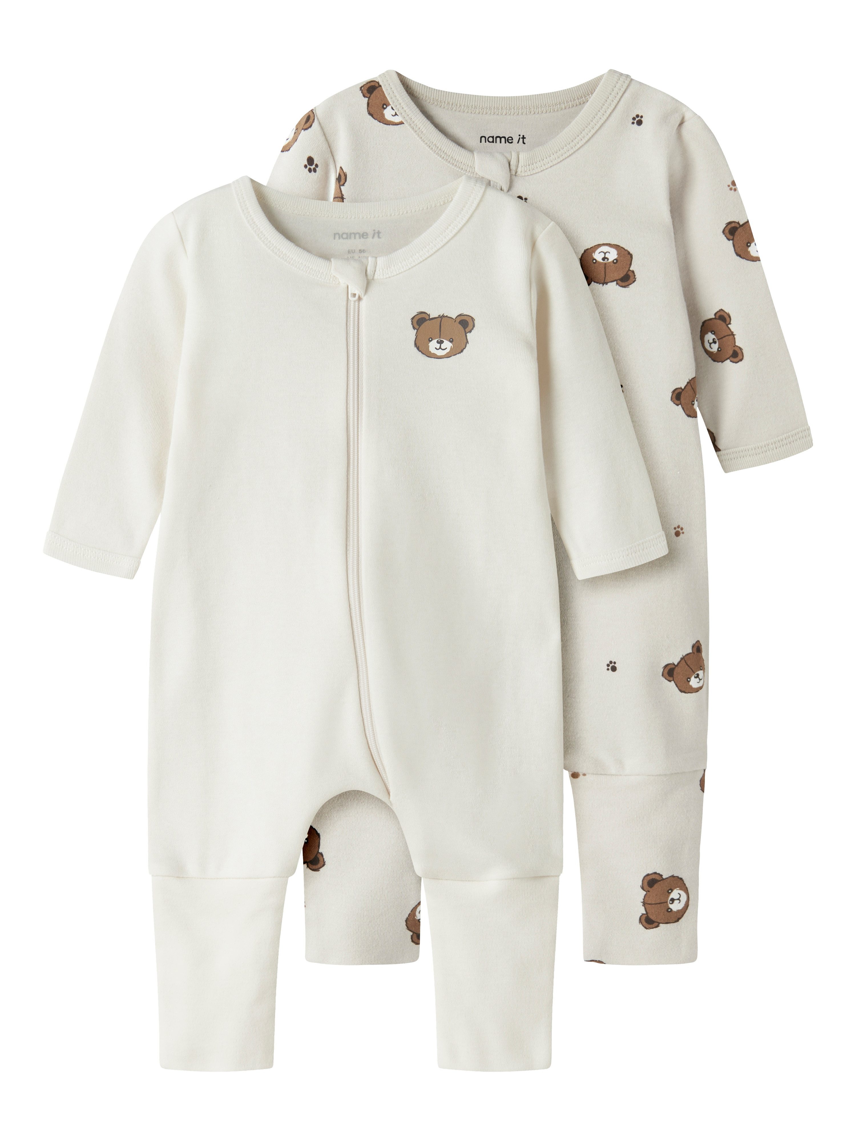Name It Schlafoverall NBNNIGHTSUIT 2P ZIP FF PUMICE BEAR NOOS (Packung, 2-tlg)