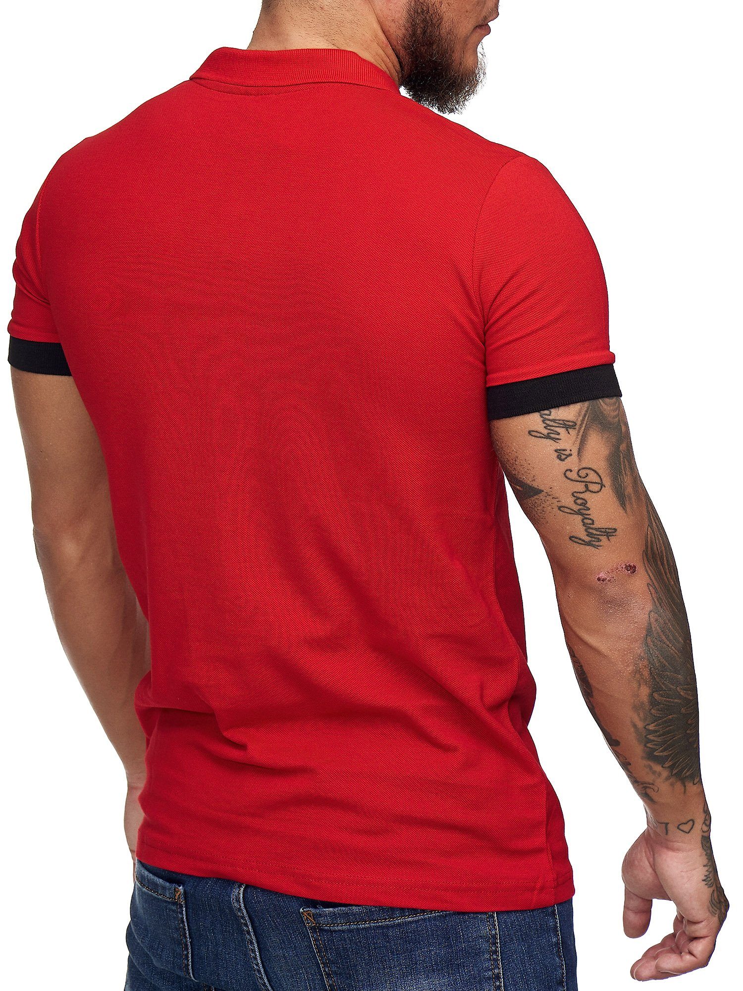 Code47 Poloshirt Polohemd (1-tlg) Kurzarm Einfarbig Code47 Basic Slim T-Shirt Rot Fit Herren