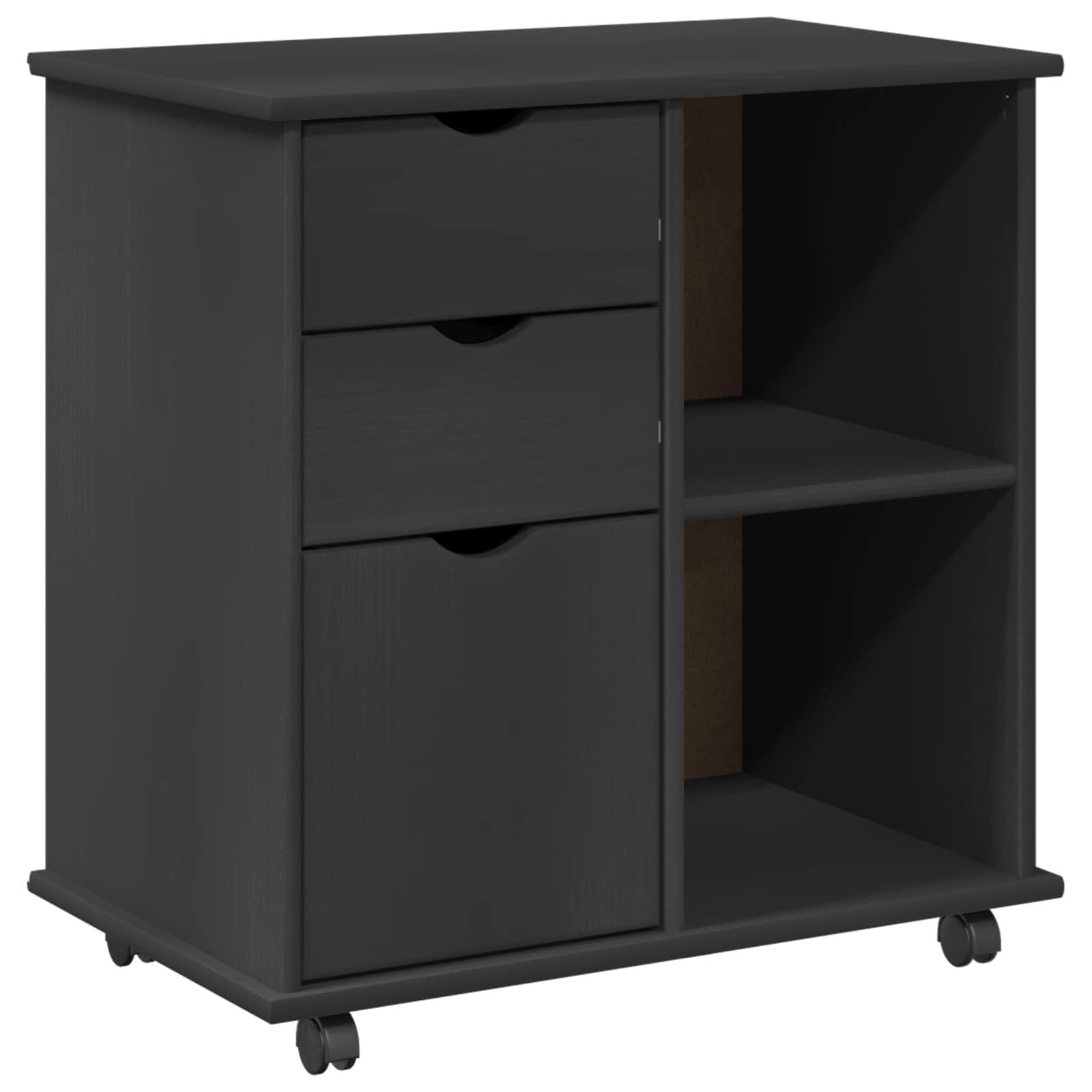 vidaXL Rollcontainer Rollschrank 63,5 x 39 x 65,5 cm Massivholz Kiefer Grau, (1 St)