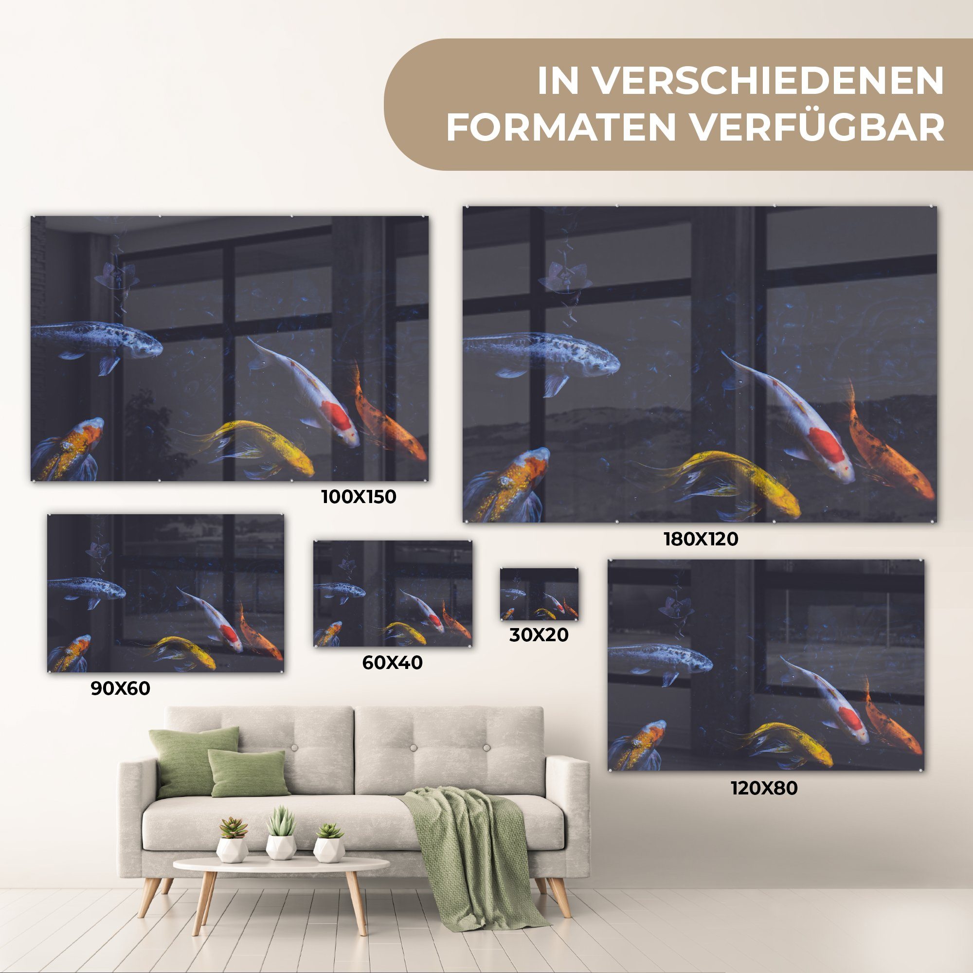 Acrylglasbild Angeln Acrylglasbilder (1 St), & Karpfen - Schlafzimmer Orange, - Wohnzimmer MuchoWow