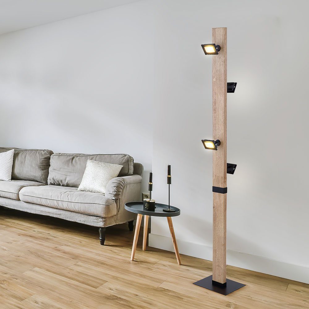 4 Warmweiß, Globo Holzleuchte Stehlampe, fest Stehleuchte Vintage LED-Leuchtmittel Stehlampe LED verbaut, Wohnzimmer