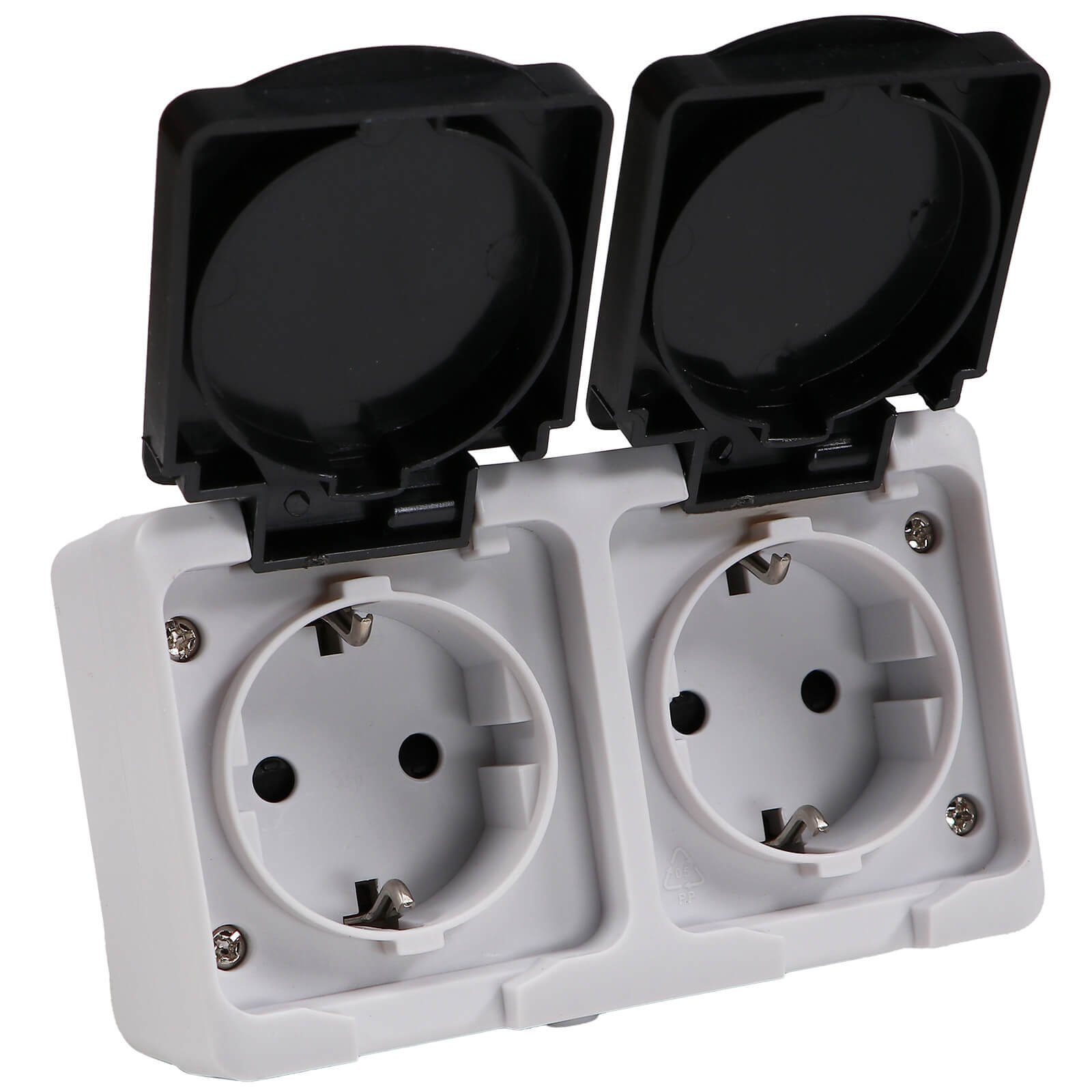 Aufputz-Steckdose REV AquaMini Feuchtraum 2-fach Steckdose Doppelsteckdose Aufputz IP54