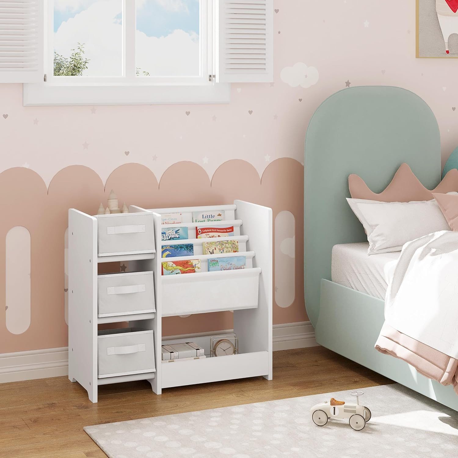 EUGAD Kinderregal, 1-tlg., mit 3 Aufbewahrungsboxen, aus MDF Weiß günstig online kaufen