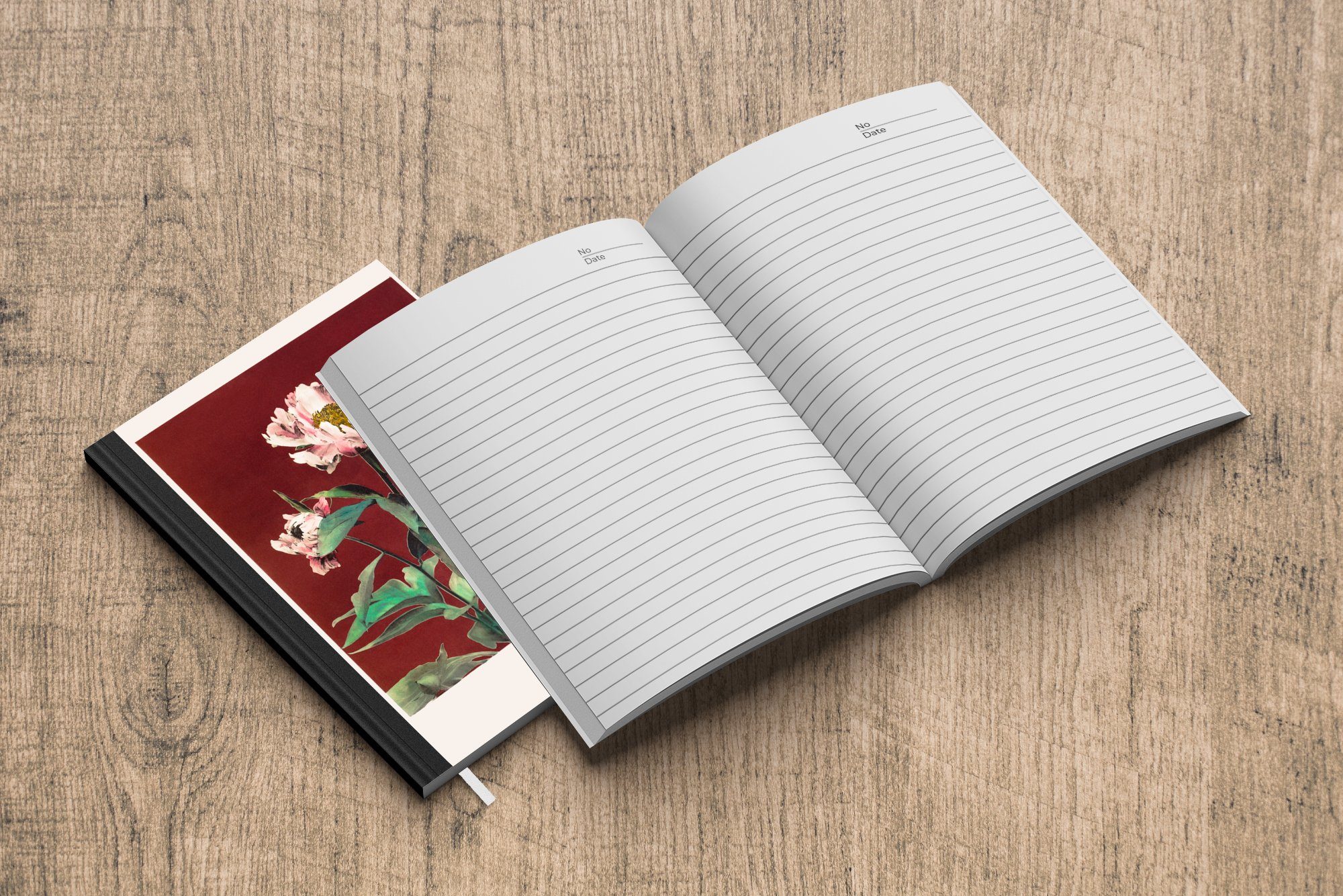 Notizbuch A5, - - Notizheft, Pflanzen 98 Vintage, MuchoWow Merkzettel, Farben - Seiten, Haushaltsbuch Tagebuch, Journal, Blumen - Rot