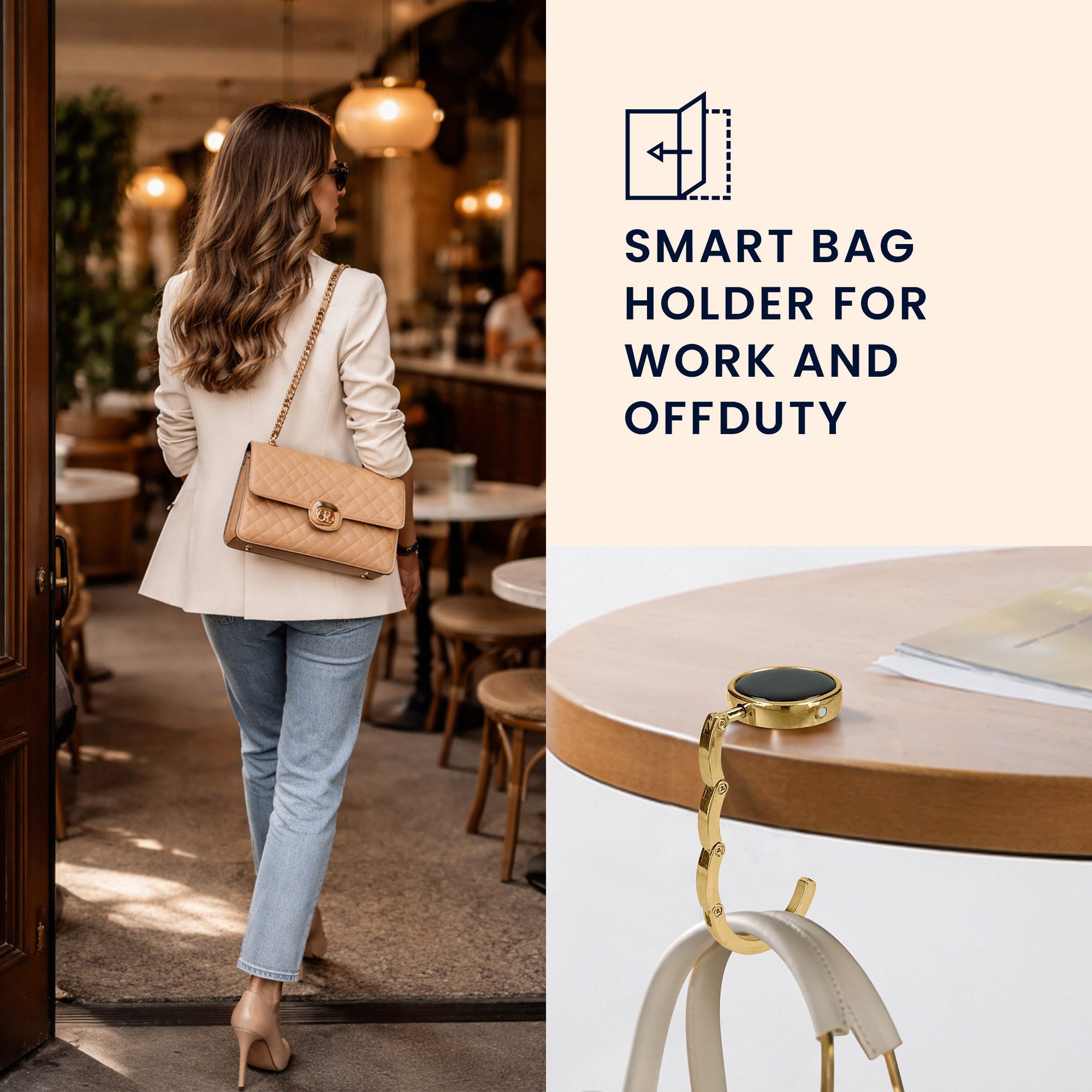 kwmobile Taschen-Halterung kwmobile Tisch Handtaschenhalter Haken, (2-tlg., 2x Faltbare Antirutsch Taschenhaken Halterung für Handtaschen)