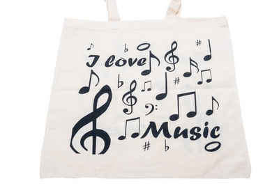 Musikboutique Tragetasche, Henkeltasche "I love Music", mit Violinschlüssel und Noten