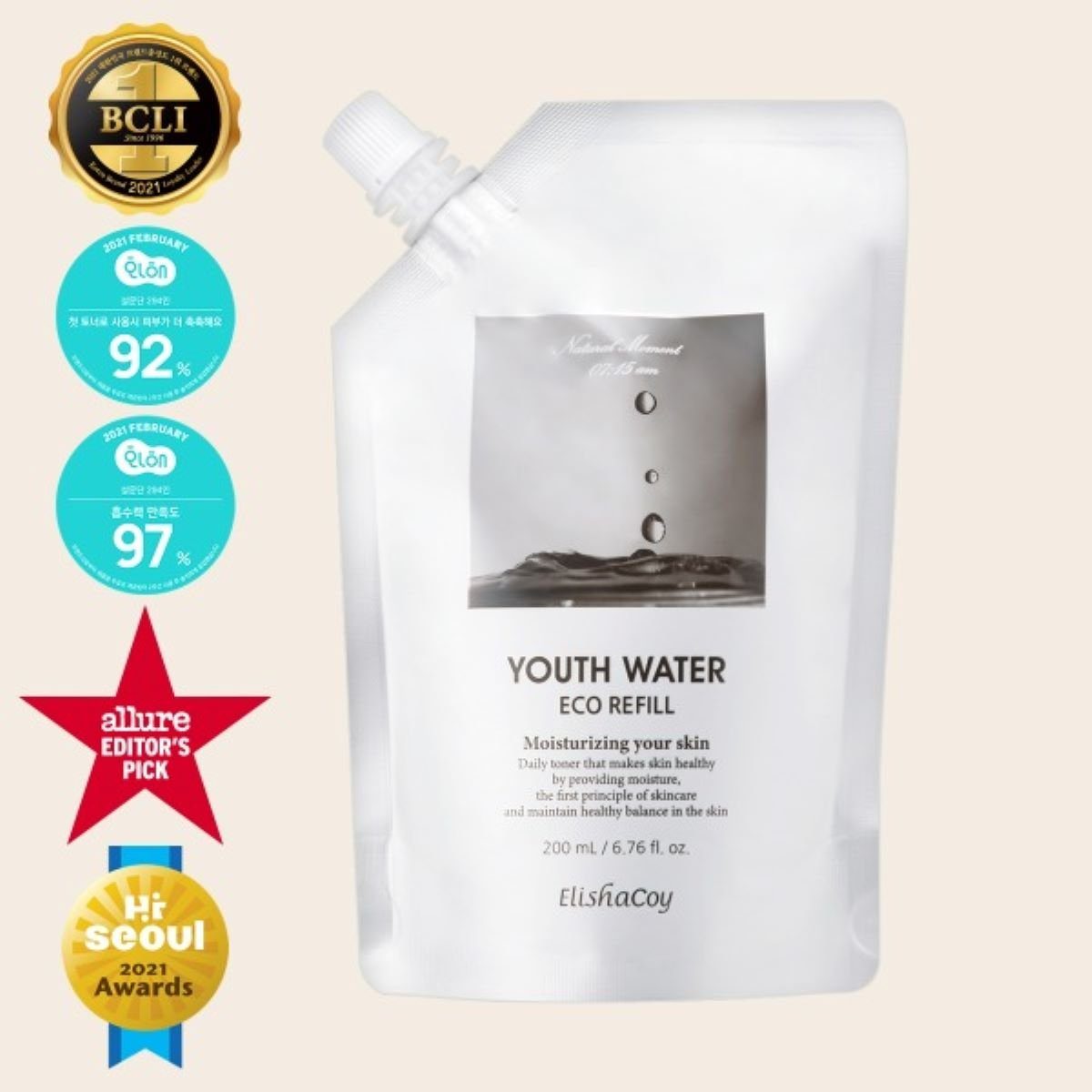 ElishaCoy Gesichtswasser ElishaCoy Youth Water Toner Refill 200 ml, mit 200 ml Inhalt