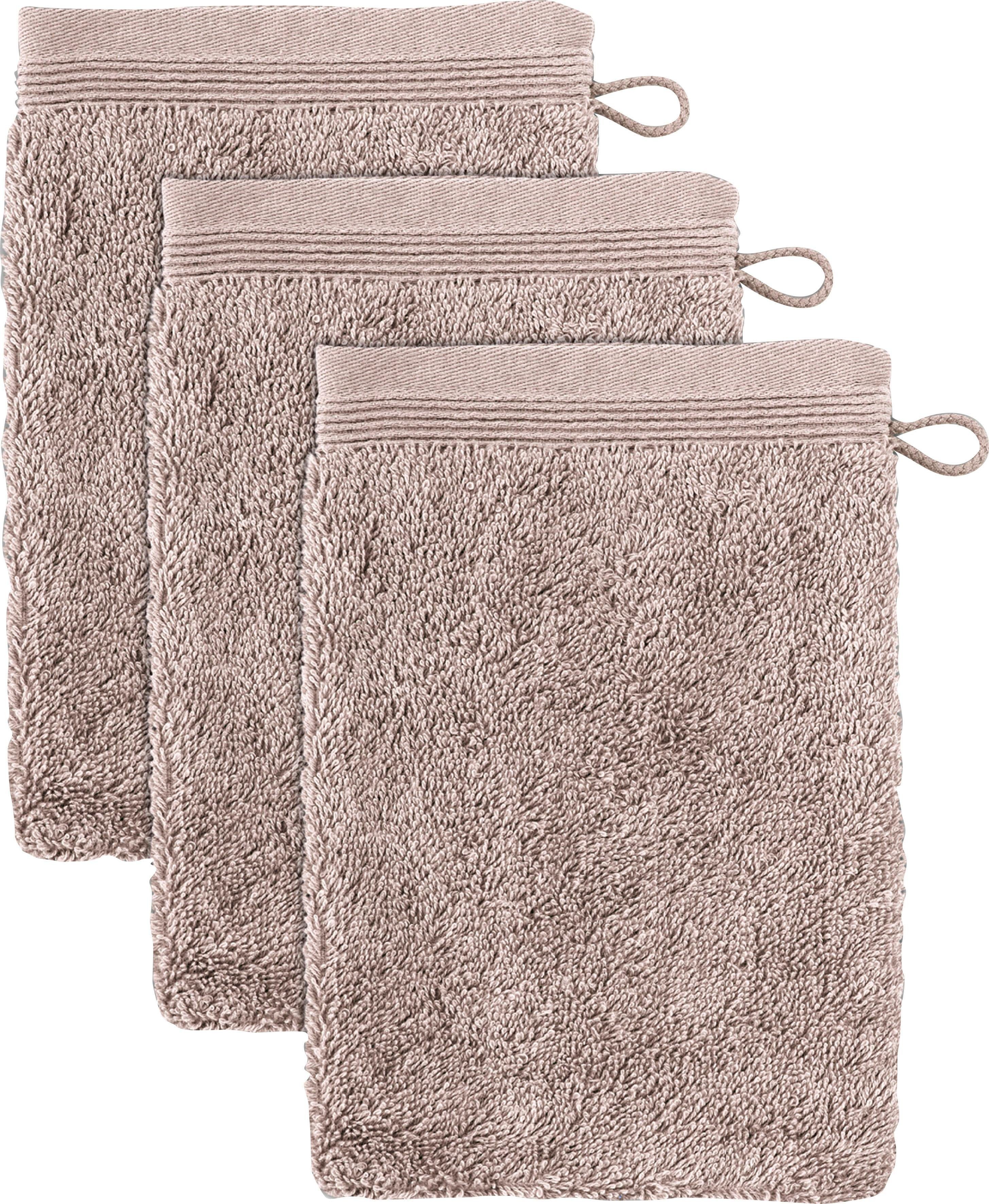 Möve Waschhandschuh Superwuschel, (Set, 3-St), Waschhandschuh Set mit Bordüre, 100% Premium Cotton Baumwolle, weich
