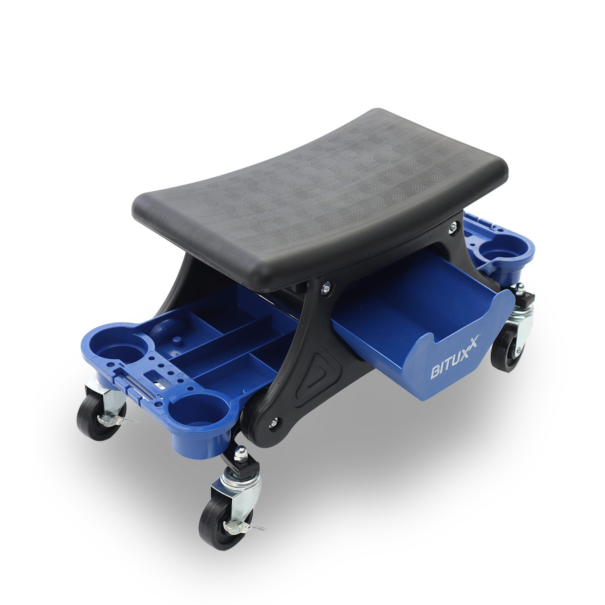 Bituxx Sitzhocker rollbar mit Ablagen Blau (MS-19555), mit Stauraum