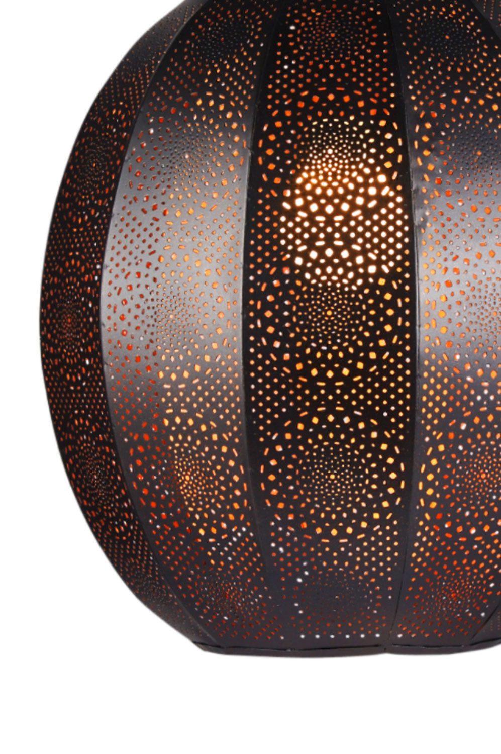 Marrakesch Orient & Mediterran Interior Pendelleuchte Orientalische Hängeleuchte Konoos modern aus Metall in Schwarz 35 cm, Handarbeit