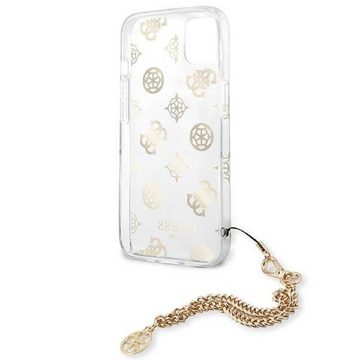 Guess Handyhülle iPhone 13 Mini Case mit Anhänger Hardcase Kunststoff gold 5,4 Zoll, Kantenschutz