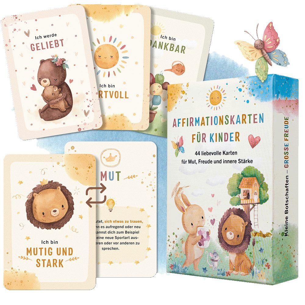 Eulentaler Spiel I 44 Affirmationskarten für Kinder I Für mehr Mut & Selbstvertrauen, entwickelt von Erzieherinnen, handgemalt mit Erklärbuch und tollen Übungen