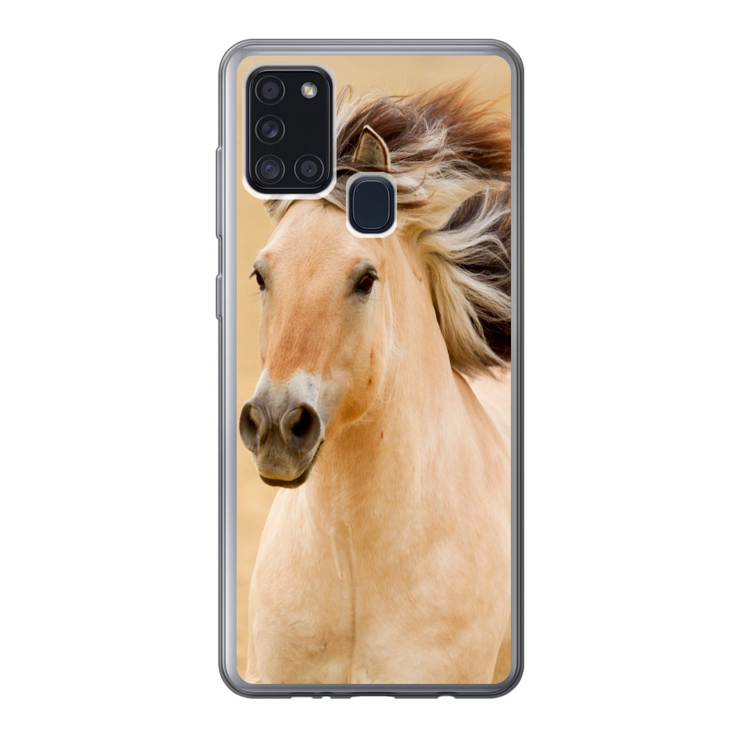 MuchoWow Handyhülle für Samsung Galaxy A21s Pferde - Tiere - Mähne - Porträt, Smartphone-Bumper, Print, Handy Schutzhülle Dünn