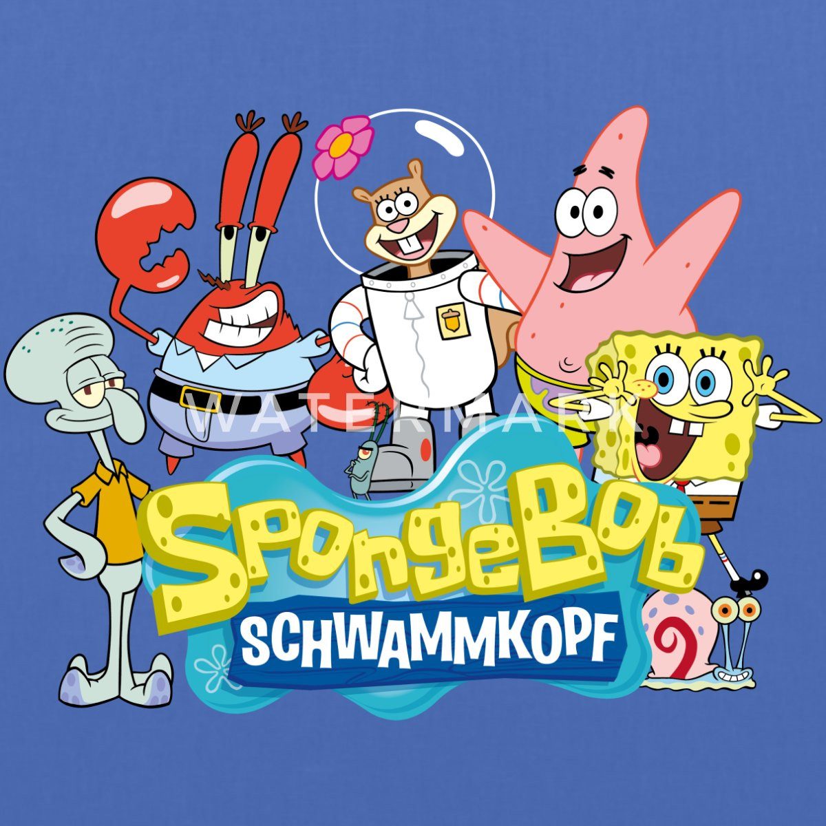 Spreadshirt Henkeltasche SpongeBob Schwammkopf Logo Patrick Thaddäus Krabs Stoffbeutel (1-tlg)