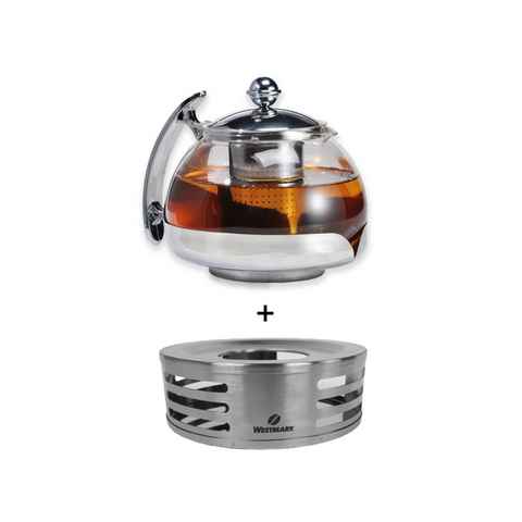 Gravidus Teekanne Teekanne Glas mit Stövchen Tee Set Teewärmer & Teebereiter ca. 1,2 Liter