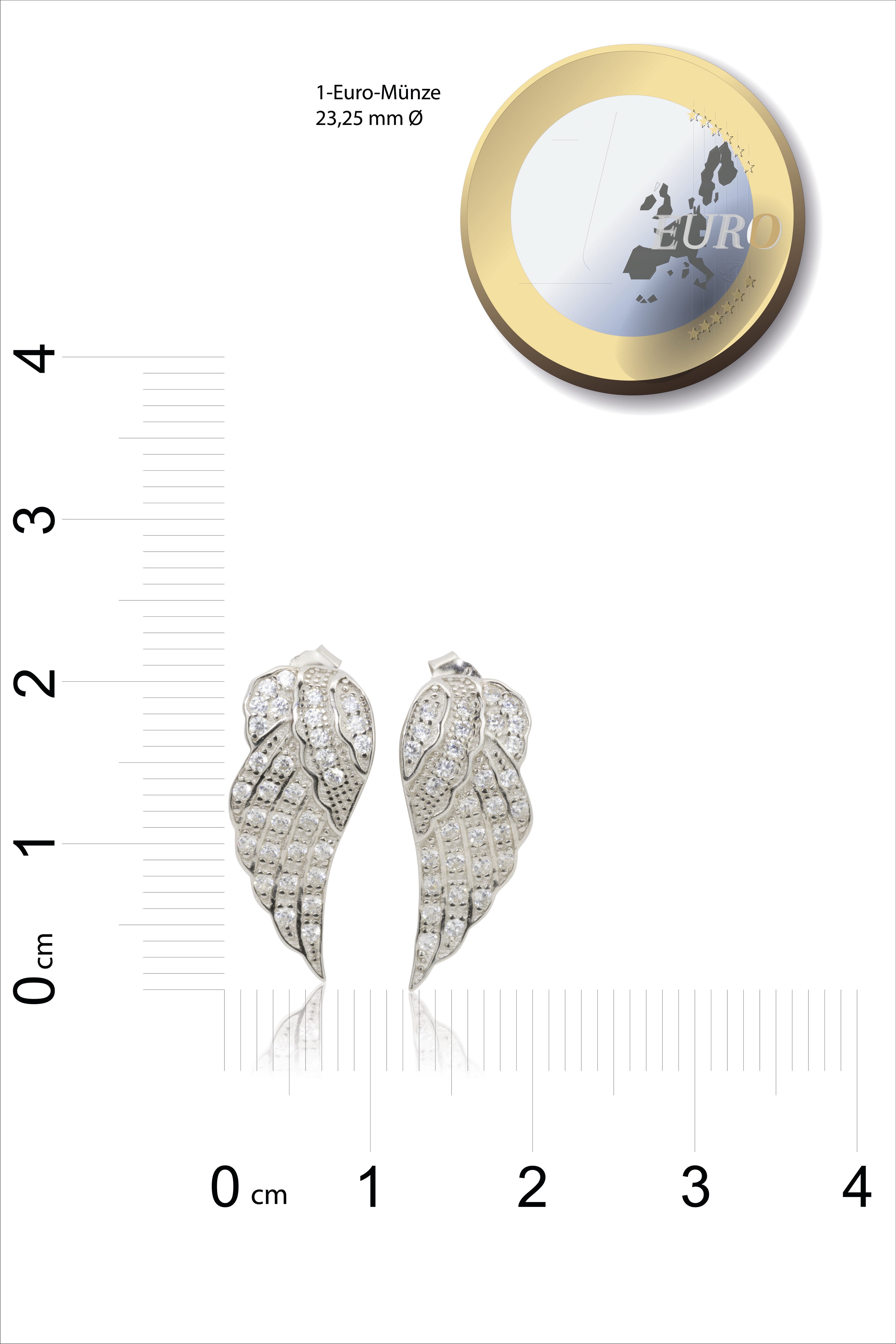 SCHEPPE SCHMUCK Ohrstecker-Set Engelsrufer - Flügel - 925 Sterling Silber - 62 Cubic Zirkonia Steine (2-tlg) – Bild 3 von 5