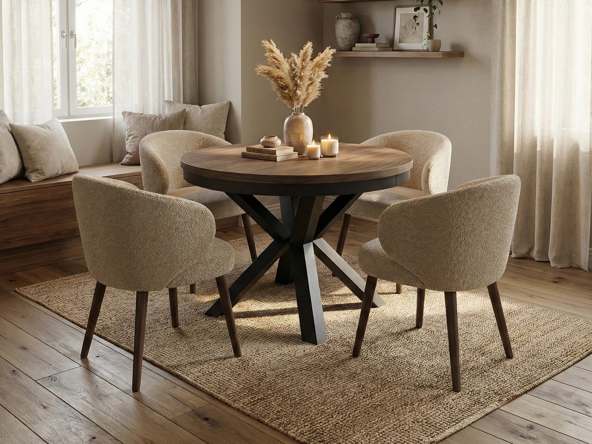 Beautysofa Esstisch NORDIC ausziehbar Ø 100–180 cm oder Ø 120–200 cm (Metallbeinen, moderner Designertisch mit Stahlgestell), ideal für Esszimmer & Wohnzimmer