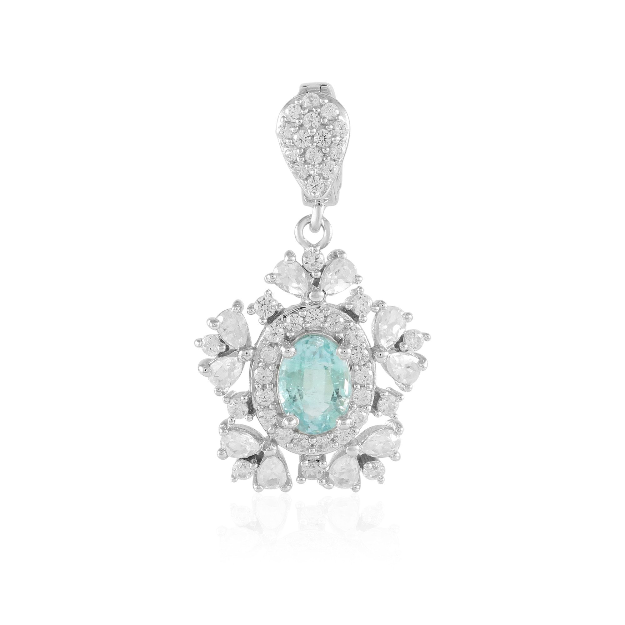 Cavill Kettenanhänger Paraiba Smaragd Silber Anhänger, Nigerianer 0,744 ct (1-tlg)