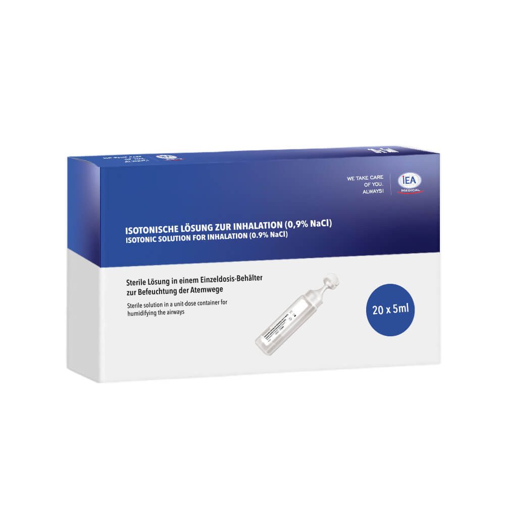 IEA Medical Inhalations-Zusatz isotonische Kochsalzlösung 0,9% NaCl zum inhalieren 20 x 5ml, 20-tlg., steril, konservierungsfrei, für Pollenzeit, Allergie, Alltag & Familie