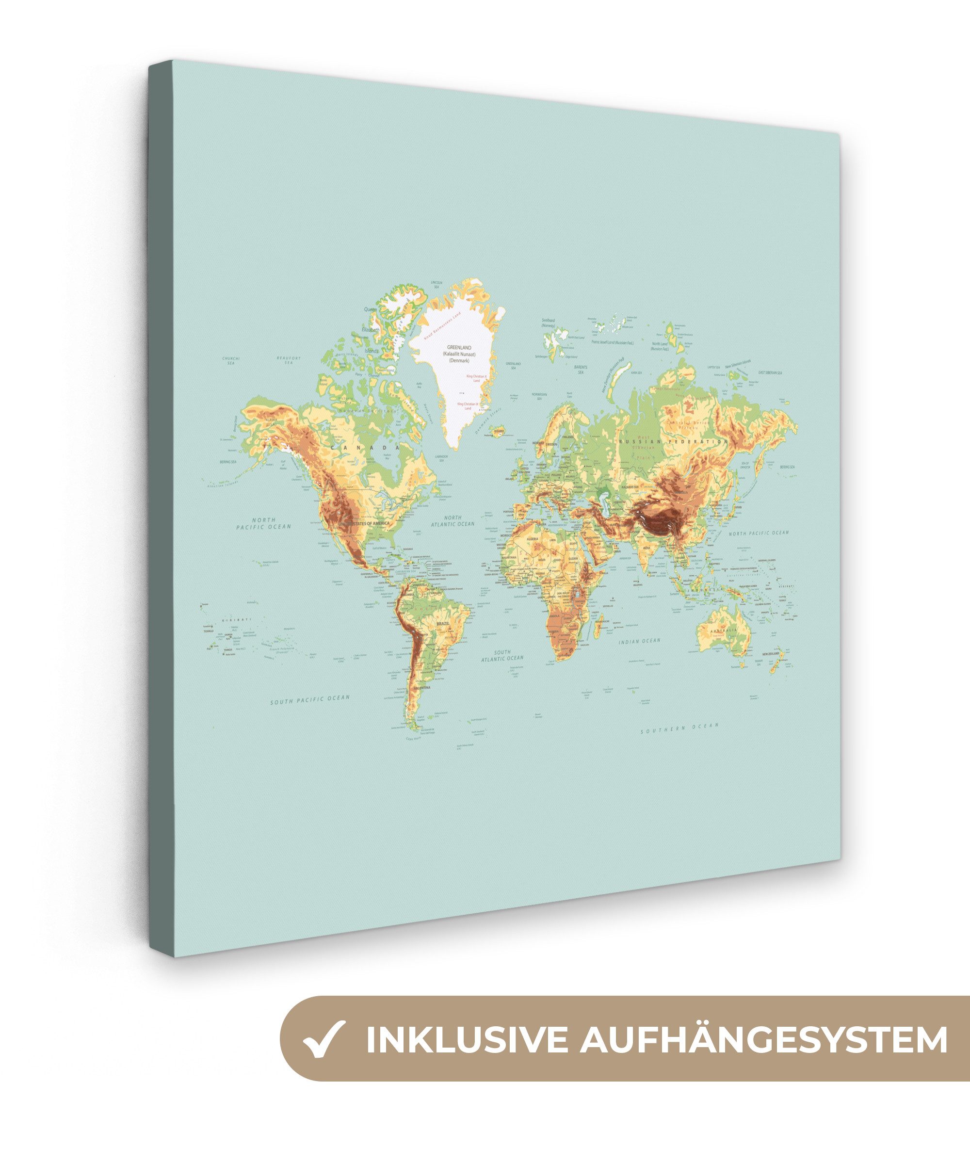 OneMillionCanvasses® Leinwandbild Weltkarte - Realistisch - günstig online kaufen