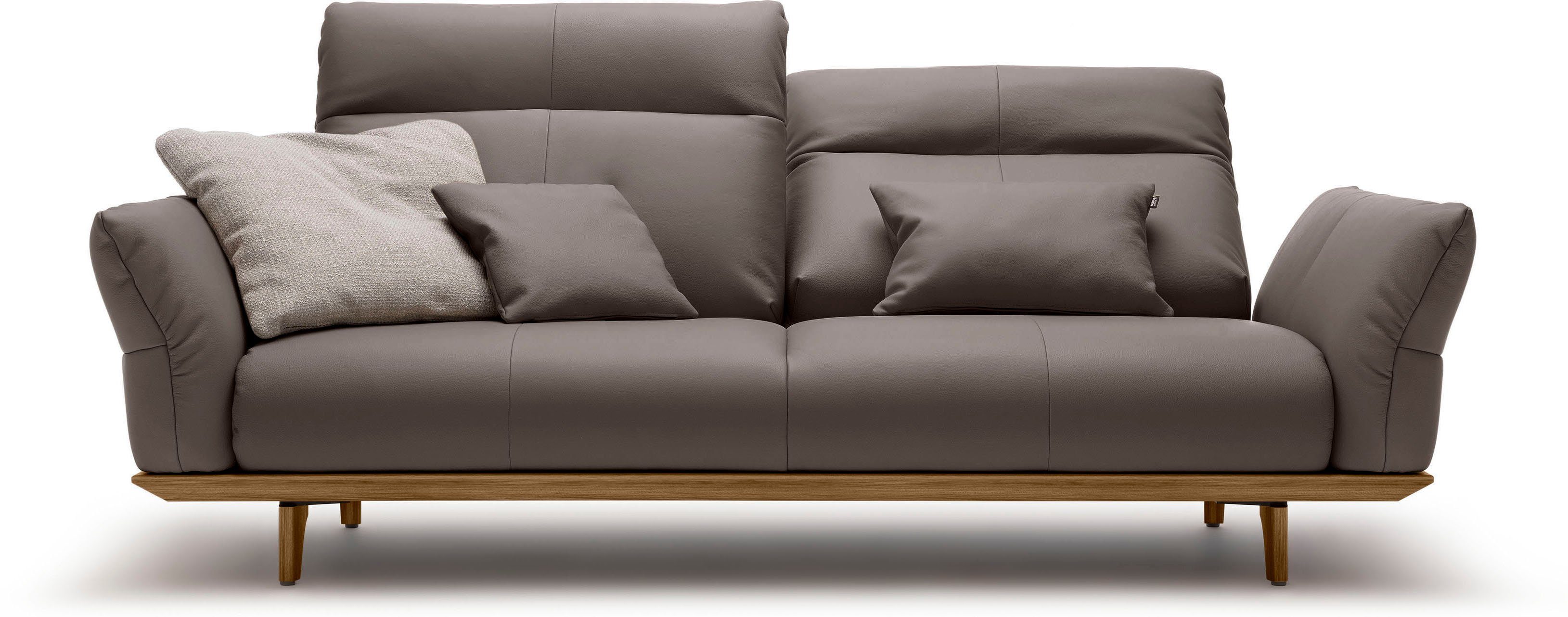 hülsta sofa 3-Sitzer hs.460, Sockel in Nussbaum, Füße Nussbaum, Breite 208 cm | Einzelsofas