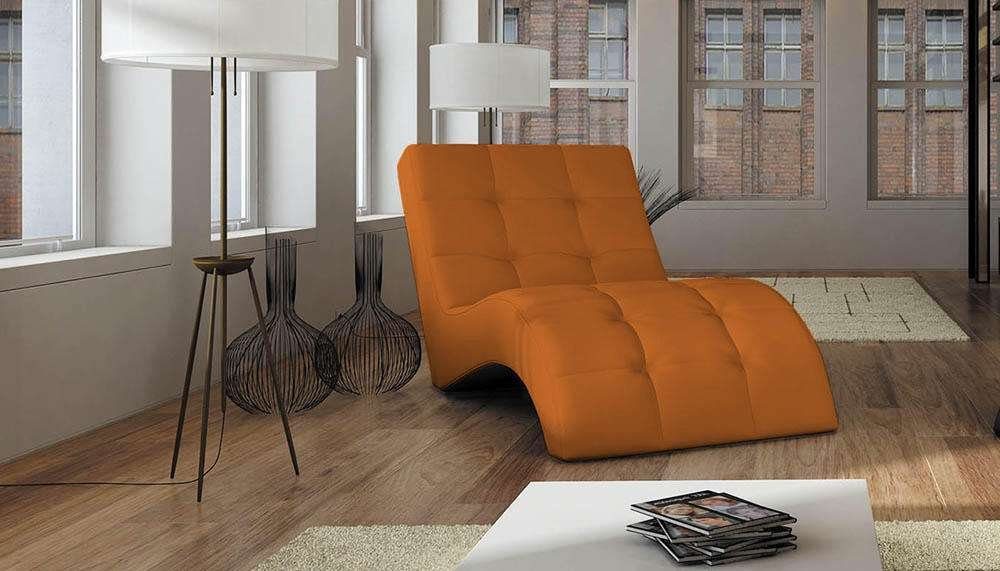 Modern Relaxliege, Raum Design, gepolstert, LAGUNA, stellbar im Liegesessel, frei Liegekomfort, Orange Stylefy Relaxliege