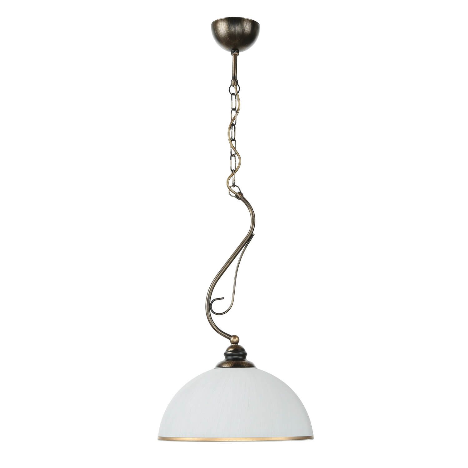 Licht-Erlebnisse Pendelleuchte DELMARE, ohne Leuchtmittel, Hängeleuchte Jugendstil E27 Metall Glas in Kupfer Weiß Hängelampe