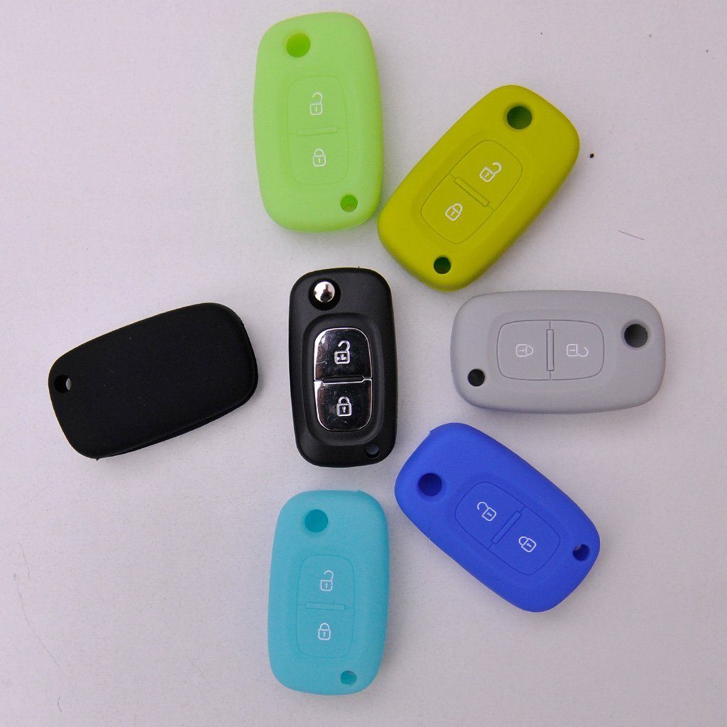 mt-key Schlüsseltasche Clio Autoschlüssel Smart III Mercedes Twingo Benz Kangoo Forfour Silikon Softcase für Renault Citan Grau, Schutzhülle