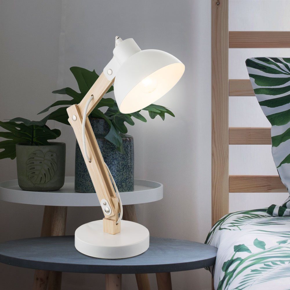 GLOBO LIGHTING Schreibtischlampe, Leuchtmittel nicht inklusive, Nacht Schreib Tisch Leuchte weiß Schlaf Zimmer Beleuchtung