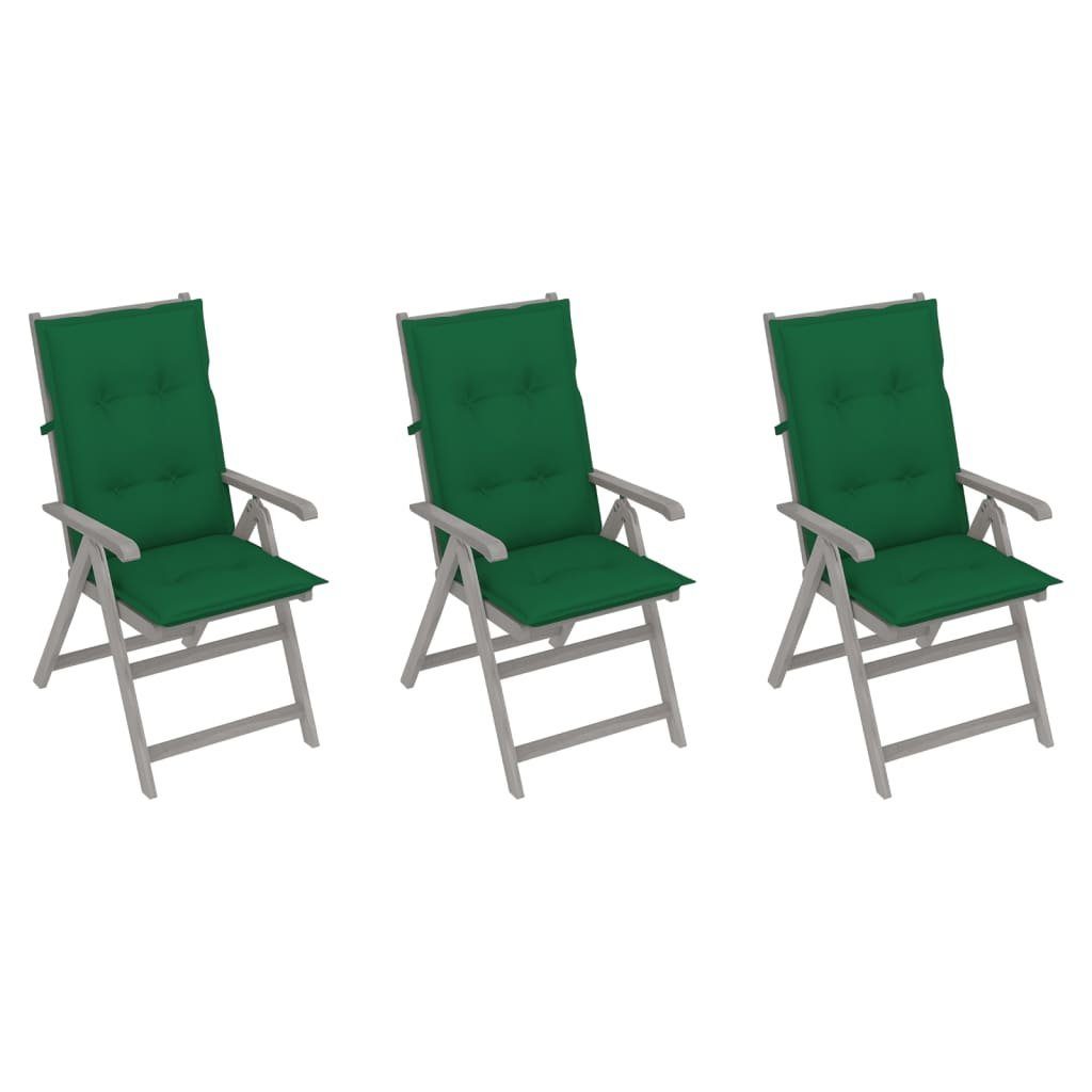 Akazie St) Massivholz Stk. Gartenstühle mit Auflagen 3 Verstellbare Gartenstuhl vidaXL (3