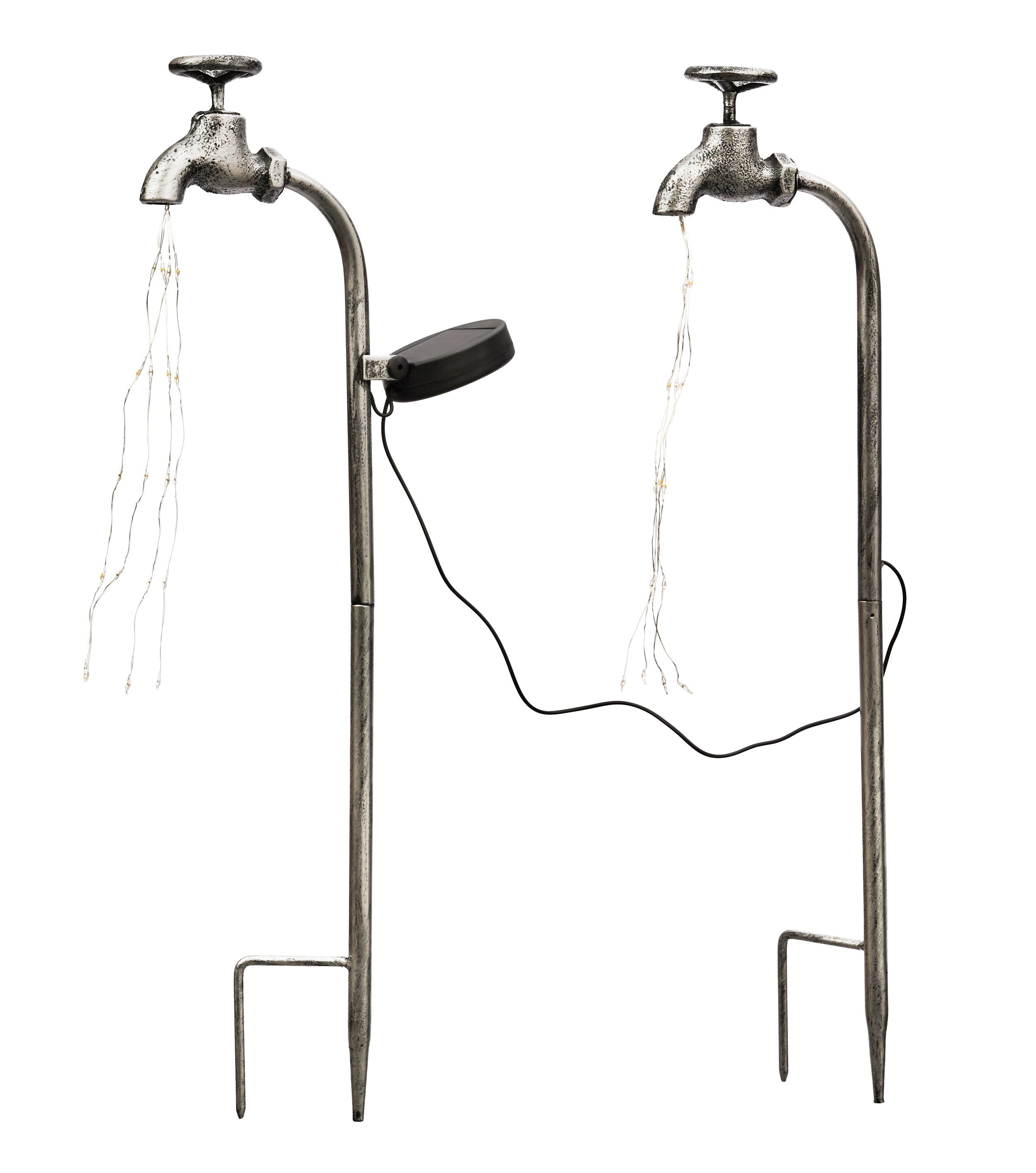 IC Gardenstyle LED-Dekofigur Solar Deko Wasserhahn aus Metall mit Lichterbü günstig online kaufen