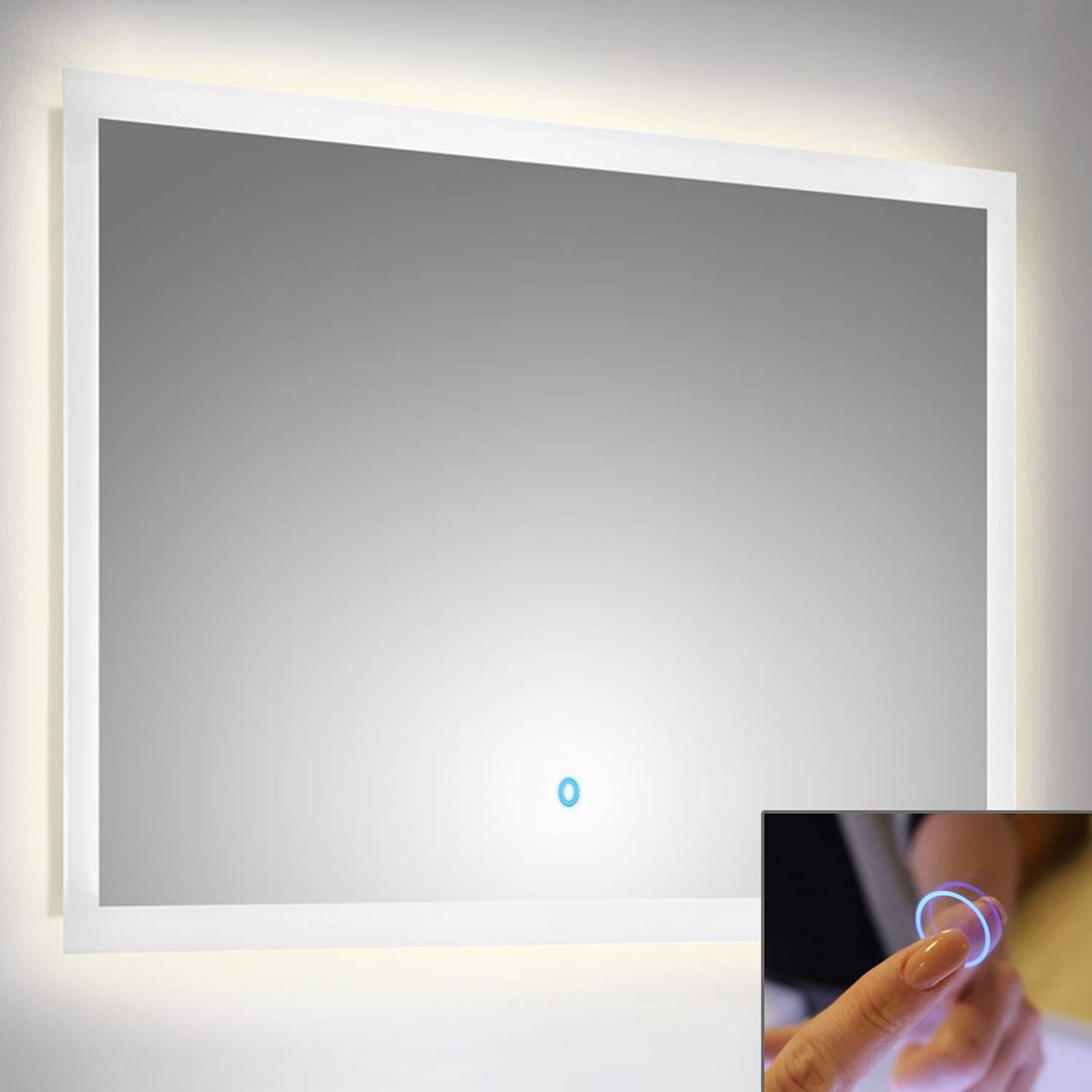 Lomadox Badspiegel »LLED-02«, LED Spiegel 100cm mit Touch Bedienung B x H x  T ca. : 100 x 60 x 3,2 cm online kaufen | OTTO