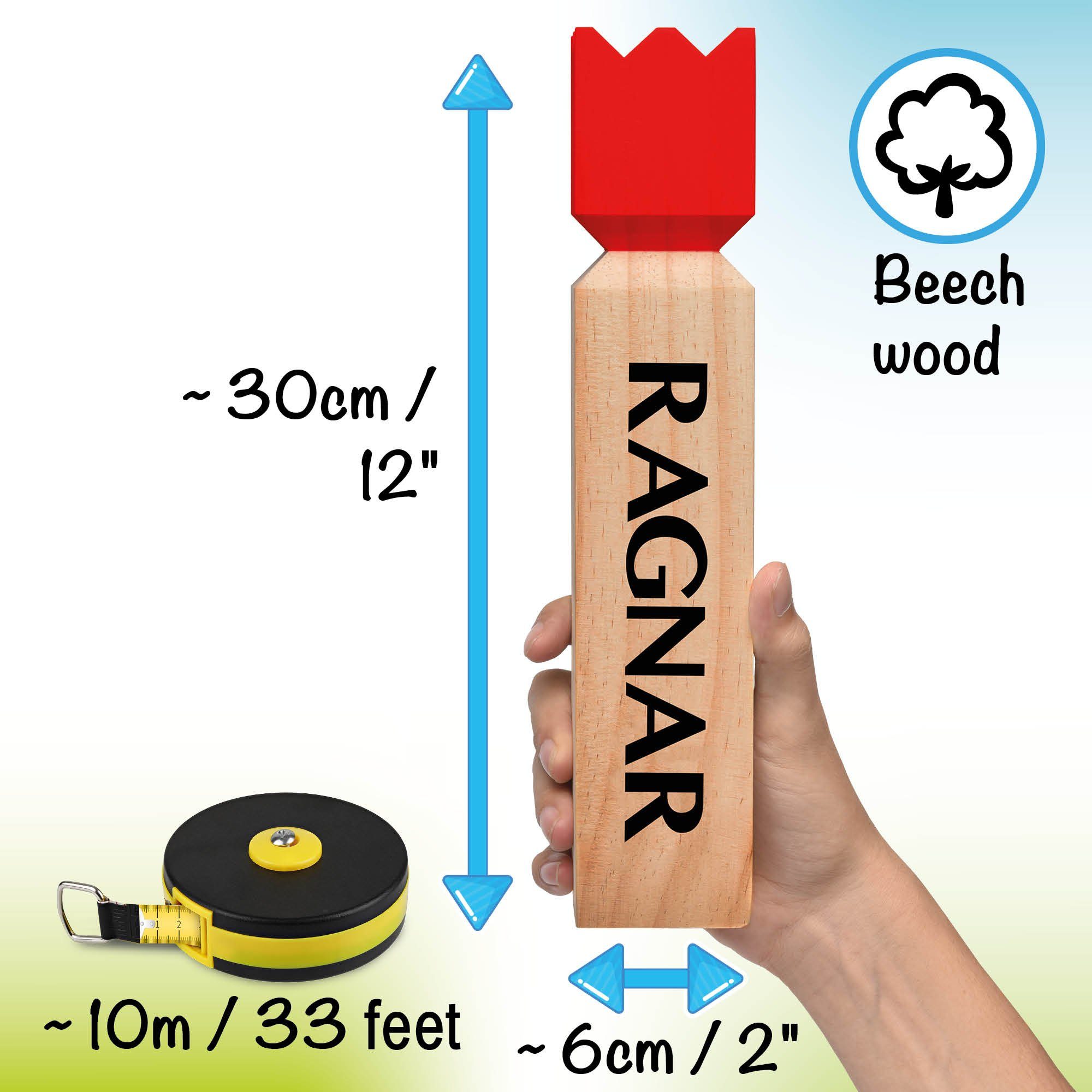 Toyfel Spiel, Ragnar, Outdoor Wikinger Buchenholz Tragetasche aus mit Wurfspiel